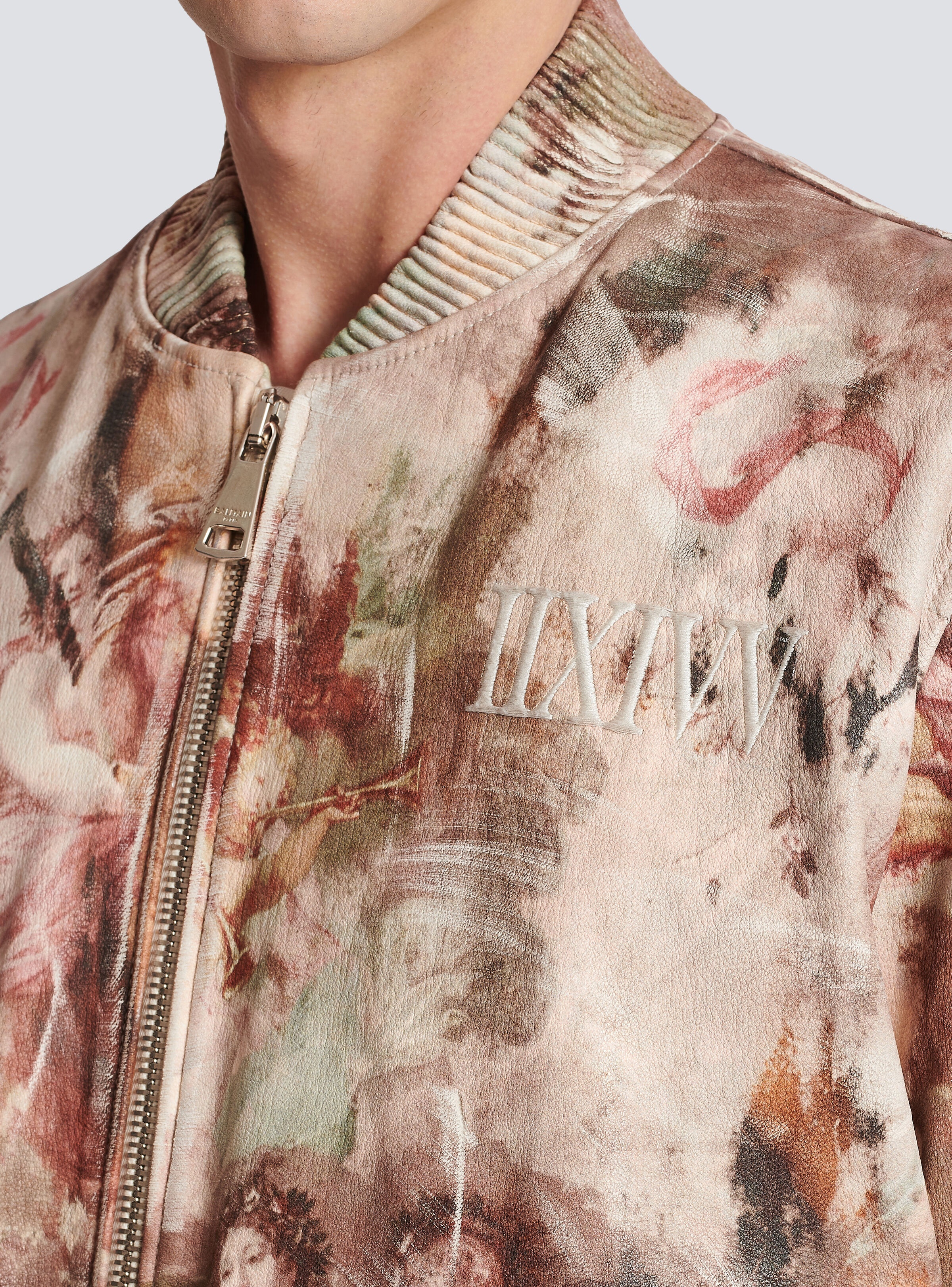 Pastel print leather bomber jacket - 9