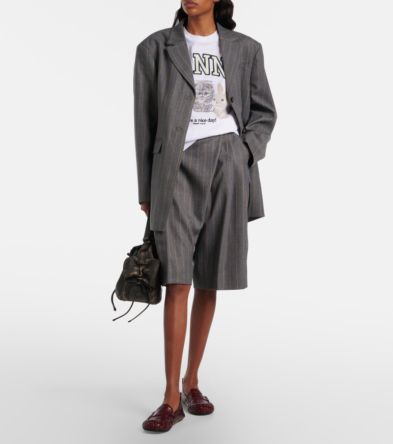 GANNI Pinstripe wrap shorts outlook