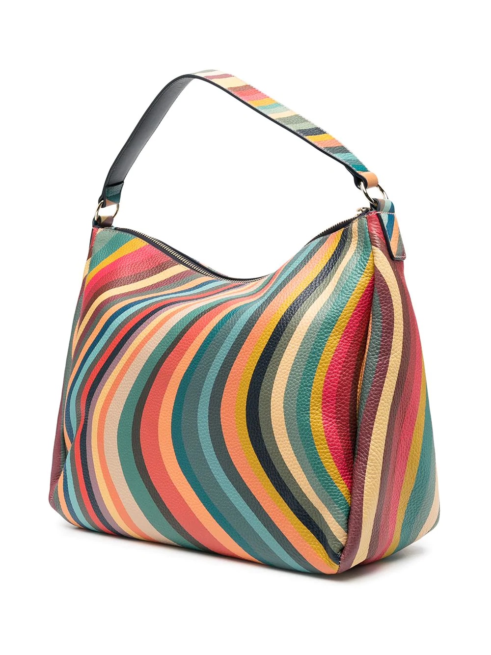 stripe-print leather shoulder bag - 3