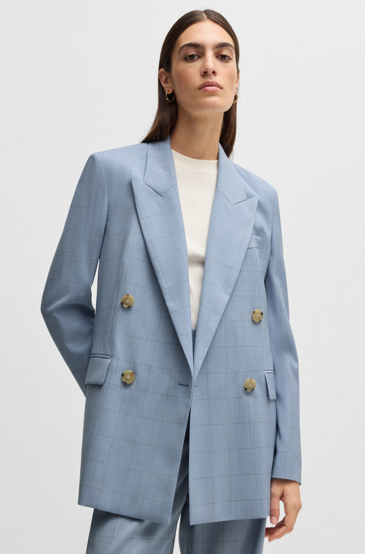 REGULAR-FIT SUIT JACKET IN CHECKED WOOL - 6