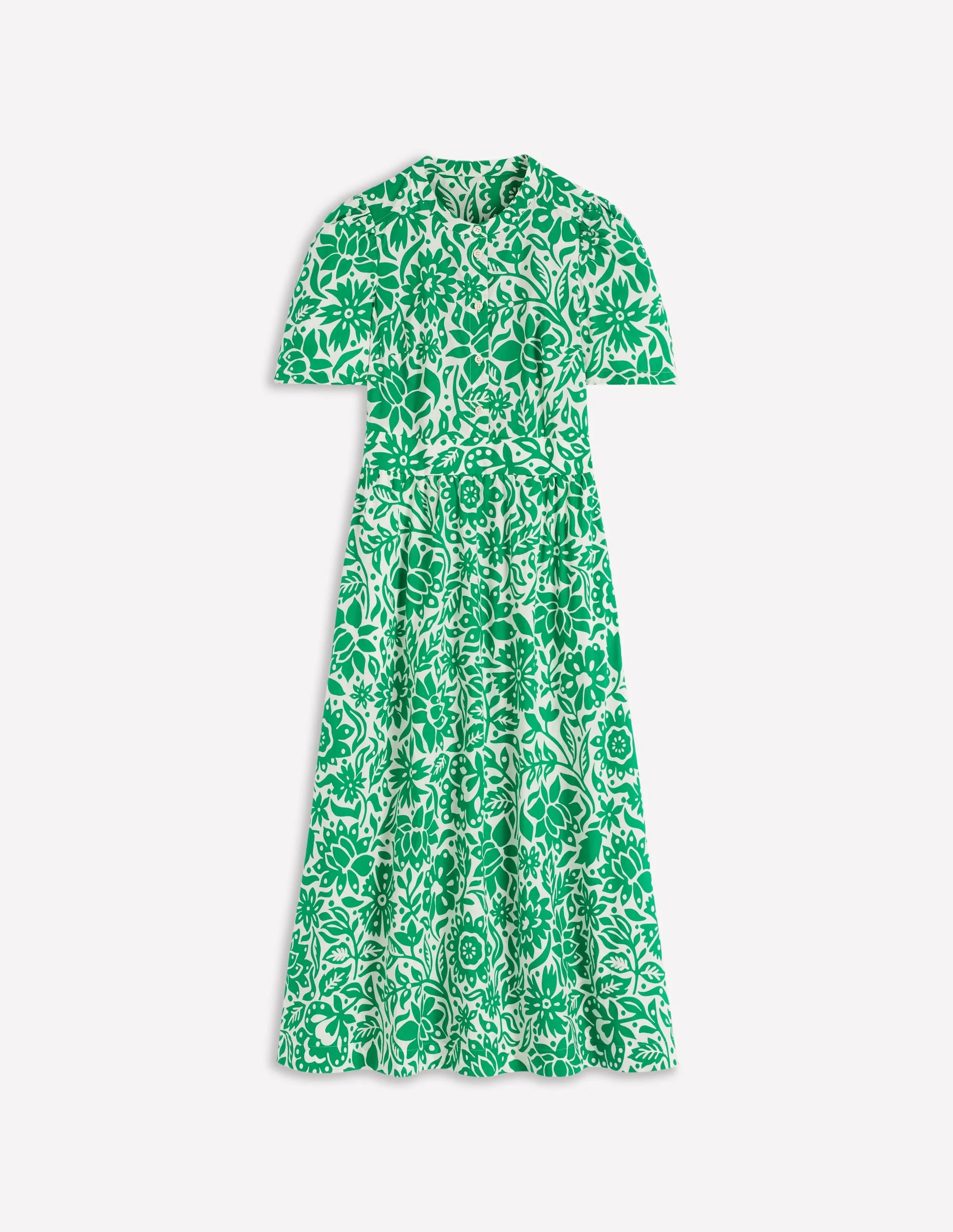 Ivy Cotton Midi Dress-Verdant Green, Meadow Scatter - 1