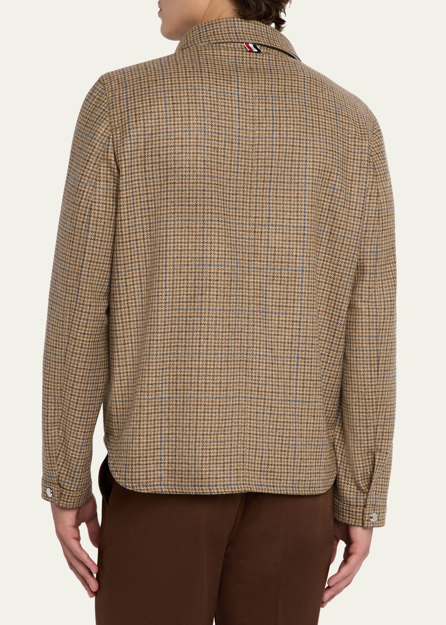 Men's Wool Tweed Houndstooth Snap-Front Overshirt - 3