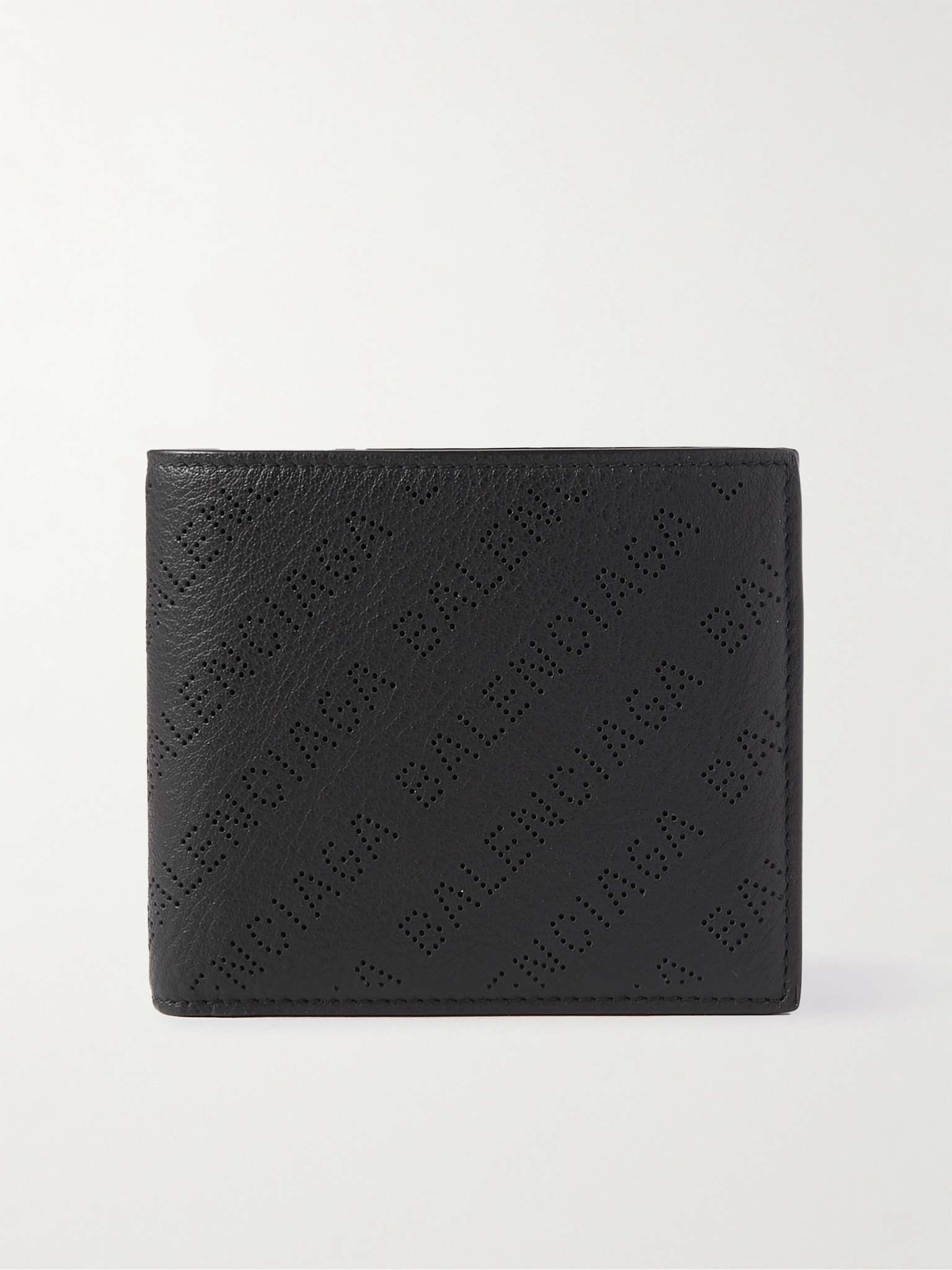 Logo-Perforated Full-Grain Leather Billfold Wallet - 1