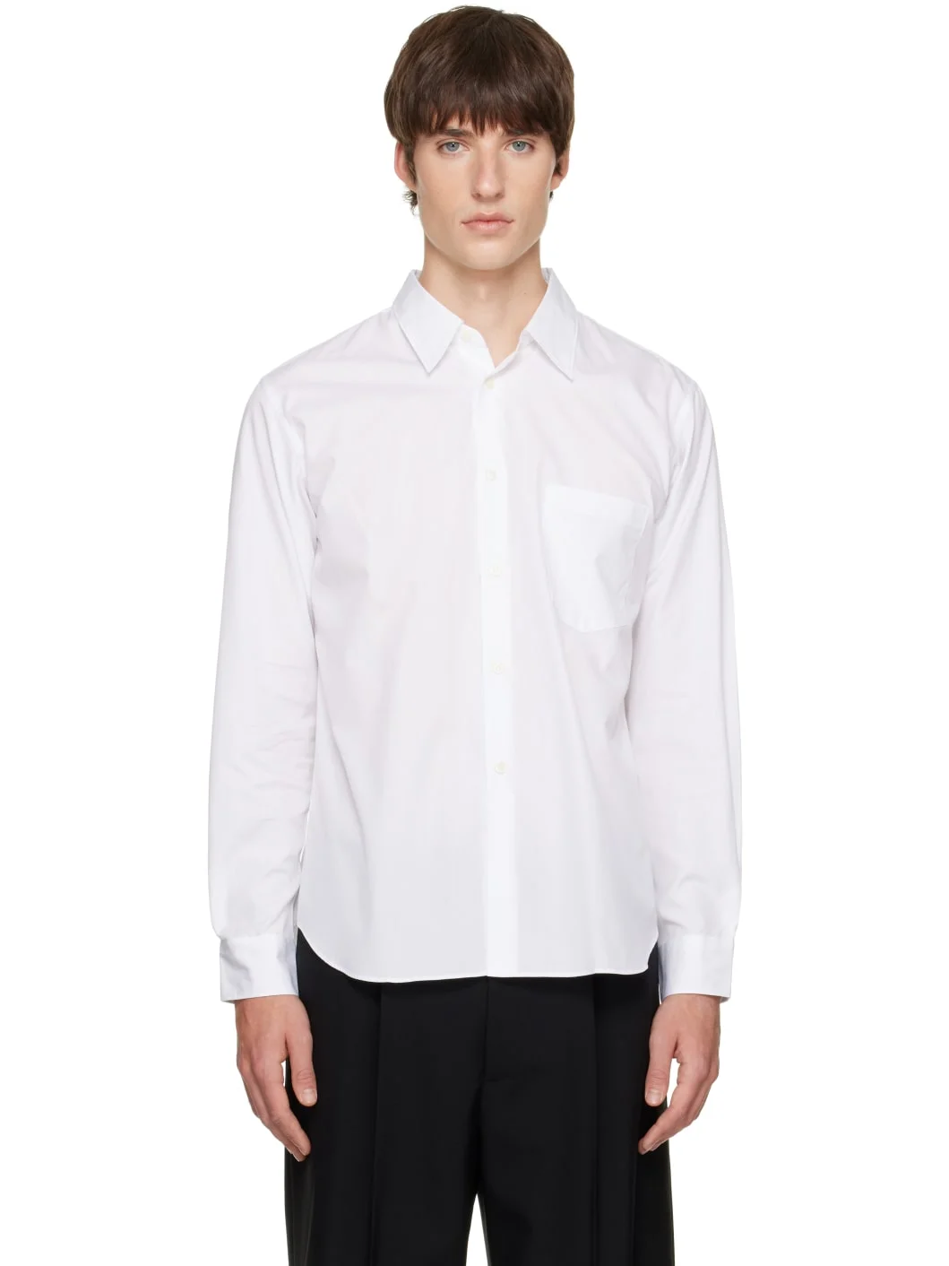 White Cotton Poplin Shirt - 1