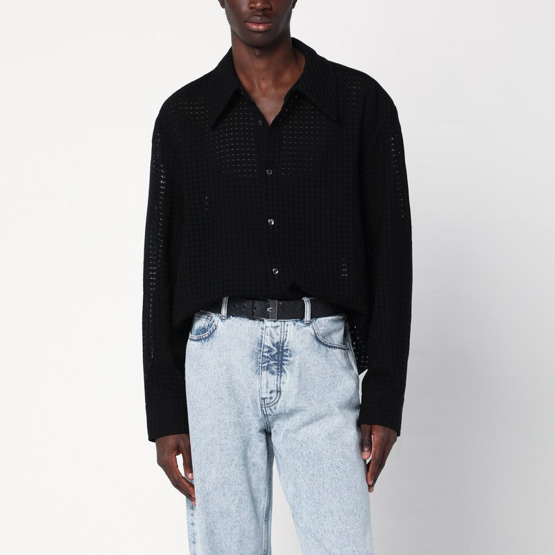 Séfr Black Wes Shirt In Mesh Cotton Men - 1