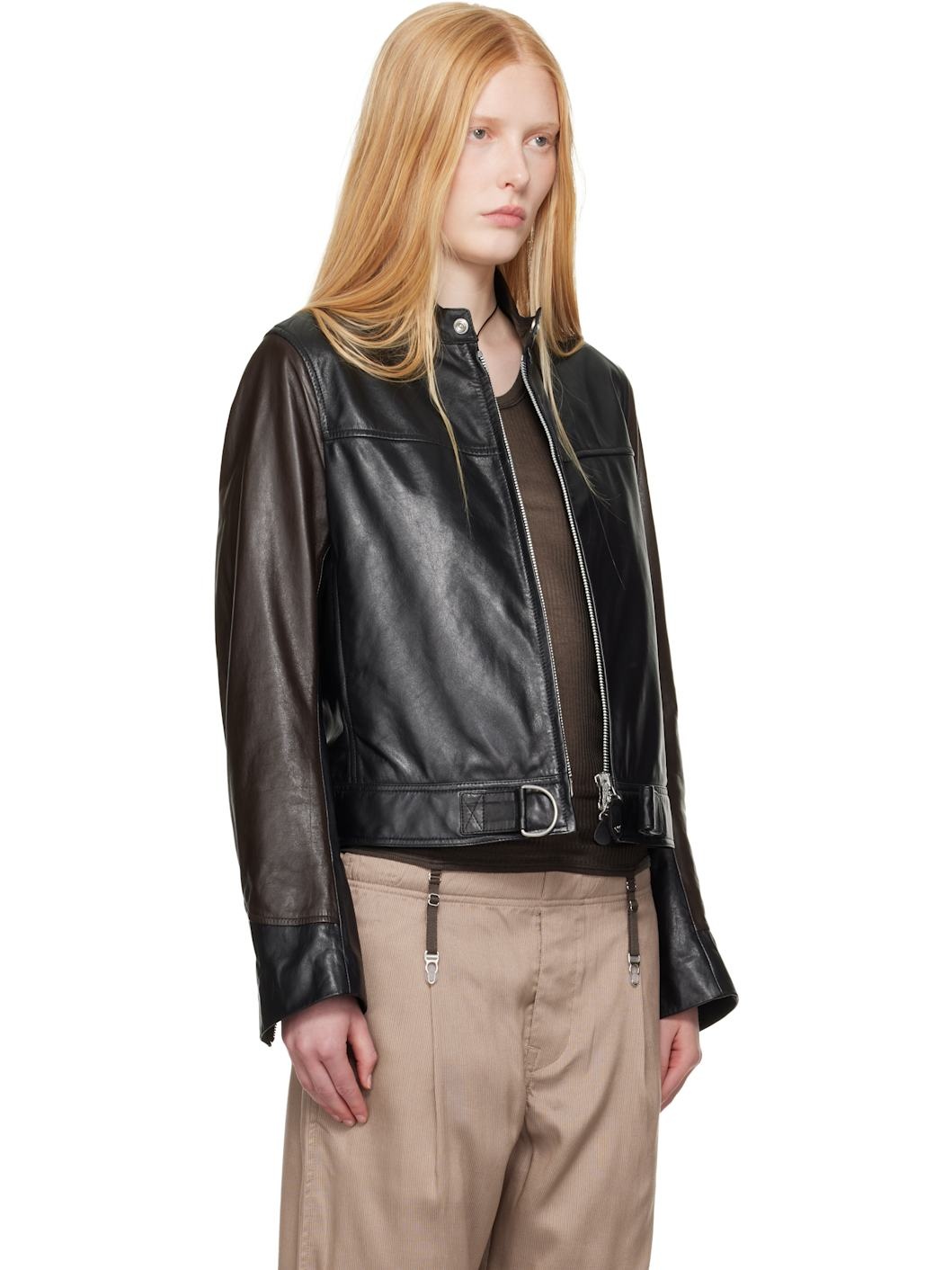 WORK SHOP Emporio Armani Black Piccola Trix Leather Jacket - 2