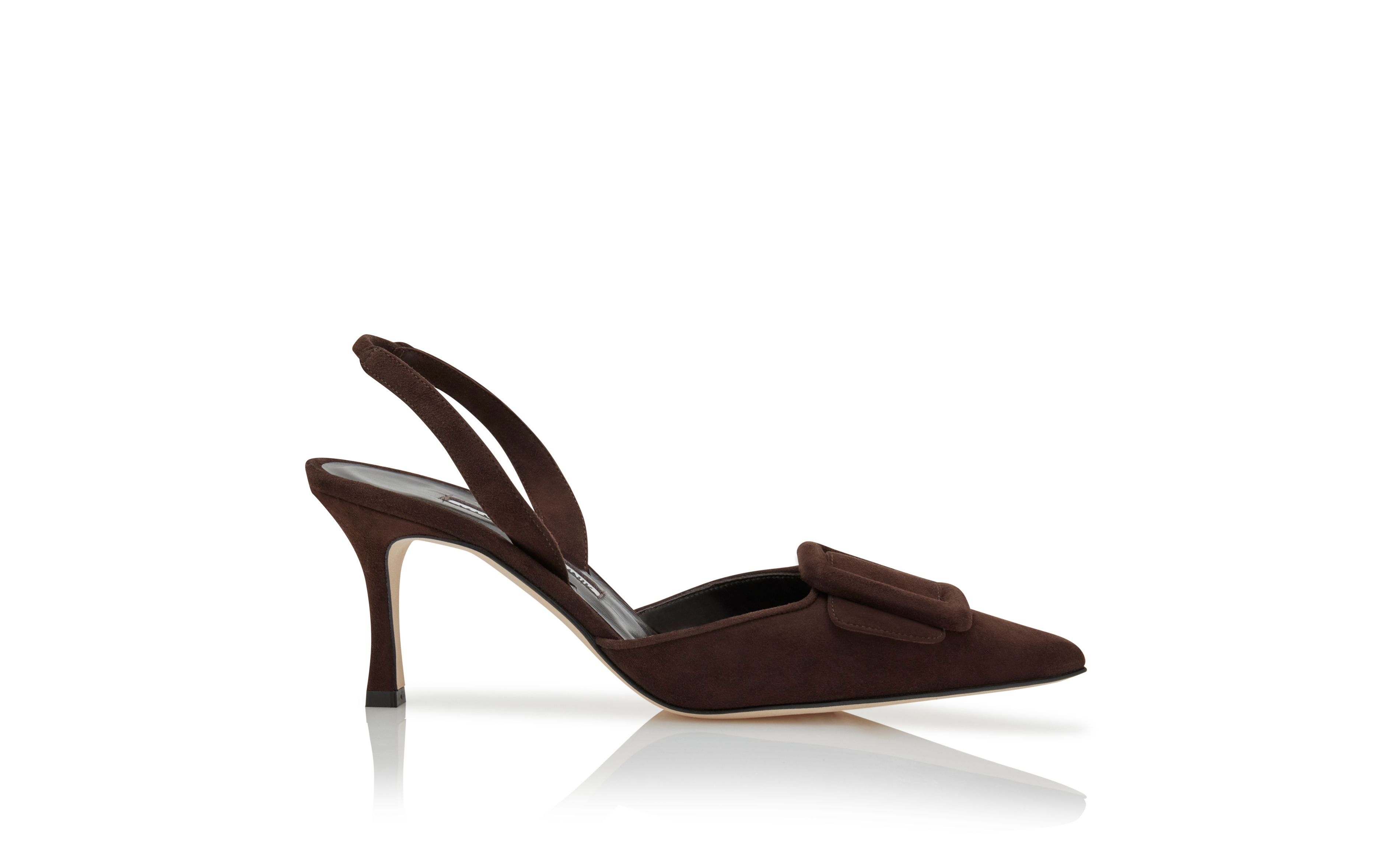 Brown Suede Slingback Mules - 1