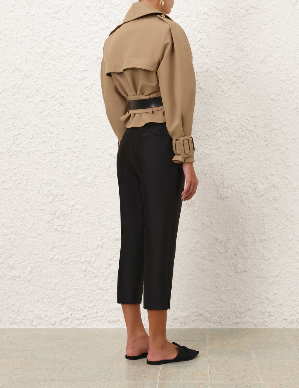 CRUSH CROPPED TRENCH COAT - 4