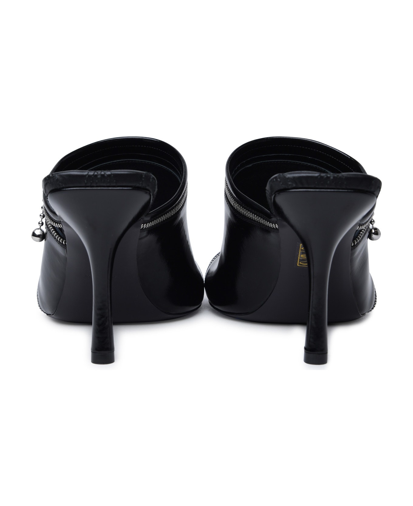 'peep' Black Leather Sandals - 4