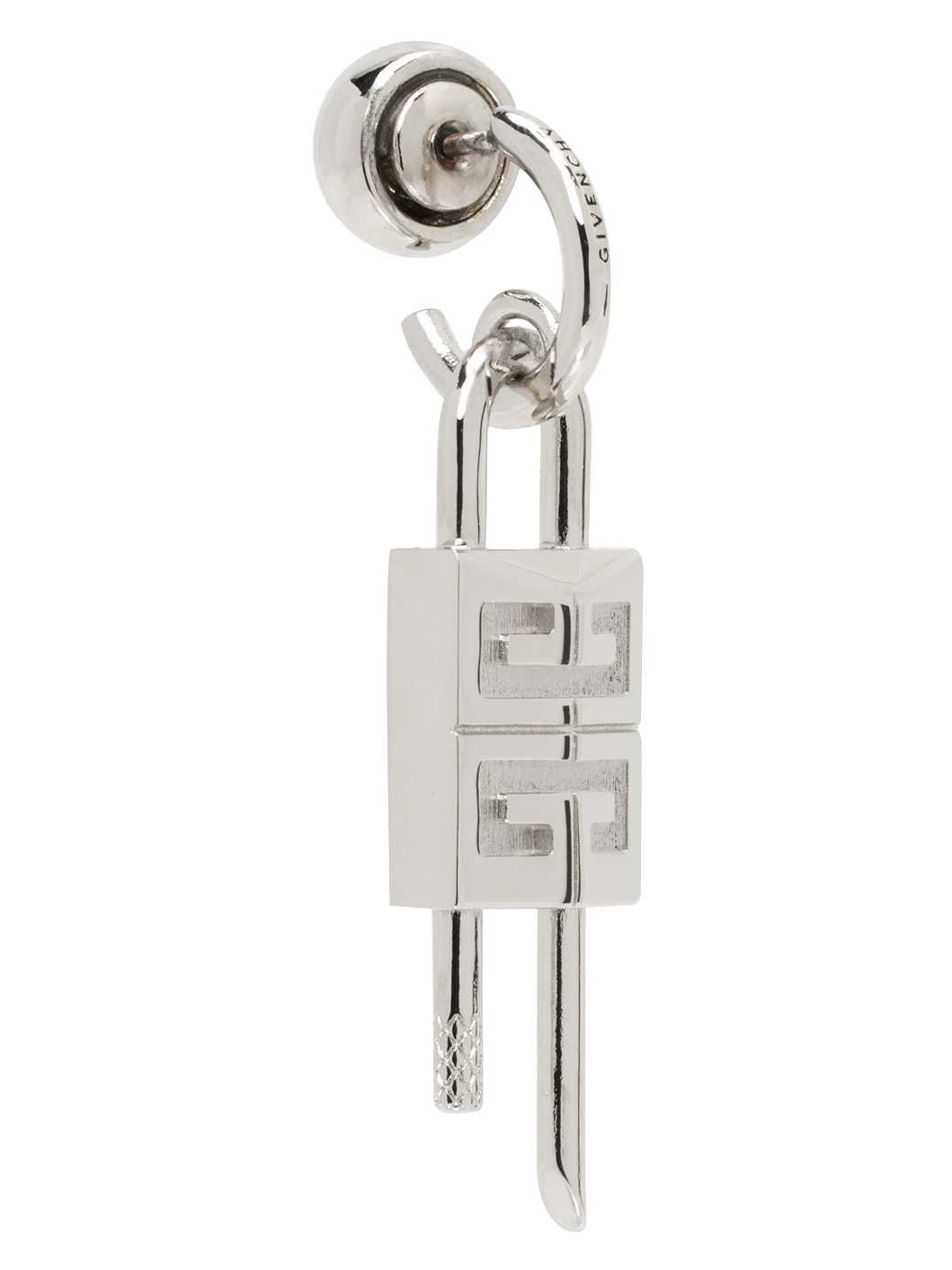 Silver Lock Single Earring - 2