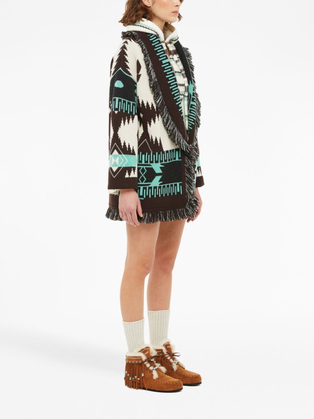 Icon Jacquard fringed cardigan - 4