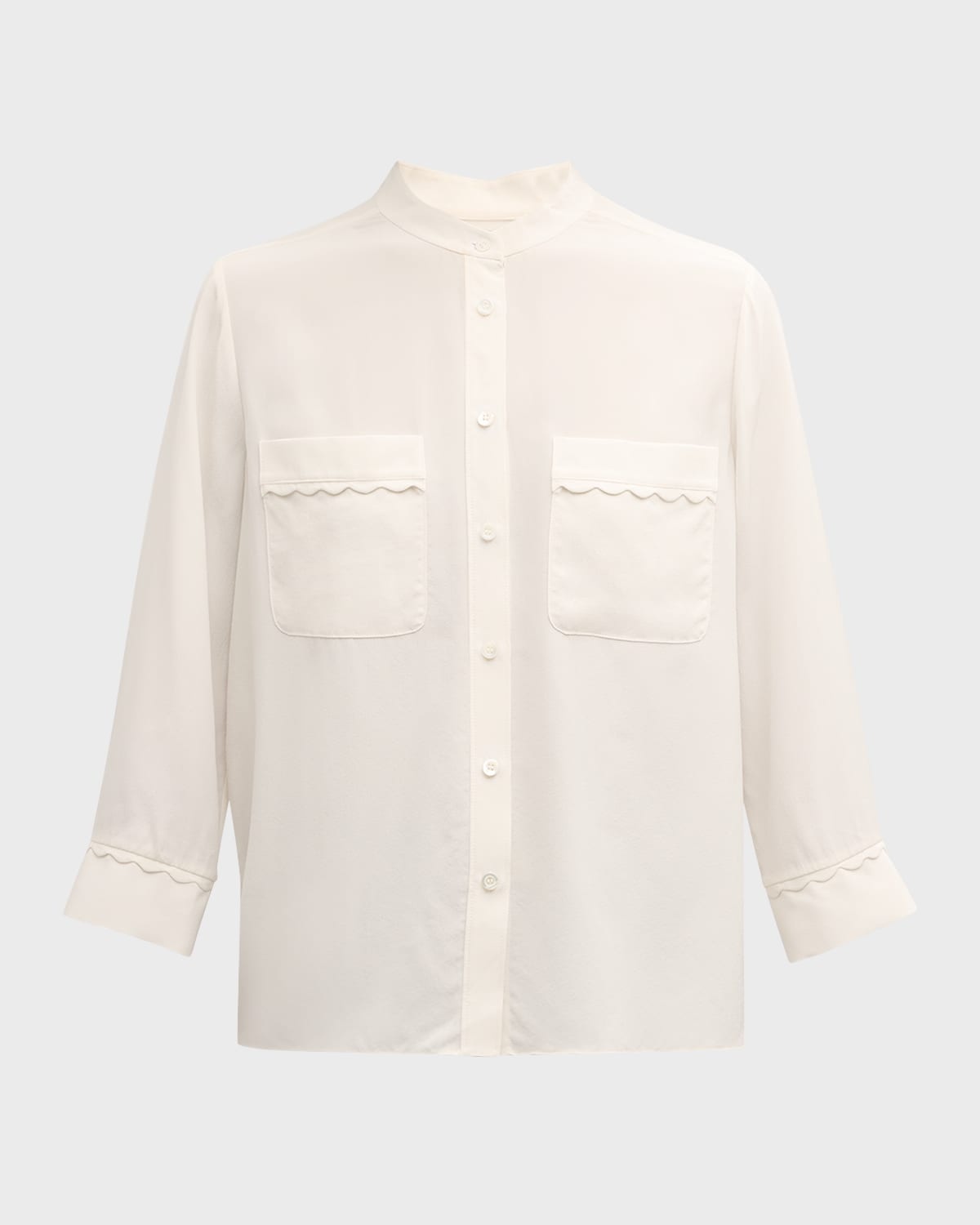 Scallop-Trim Silk Shirt - 1