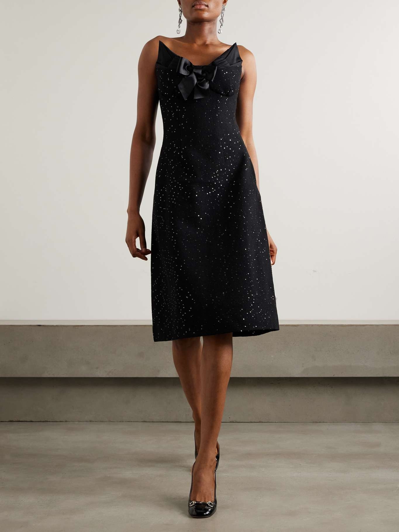 Strapless satin and faille-trimmed sequined wool-blend midi dress - 2