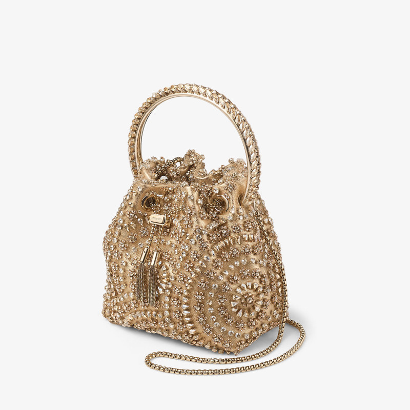 JIMMY CHOO Bon Bon
Gold Metallic Nappa Handbag with Crystal Embroidery outlook
