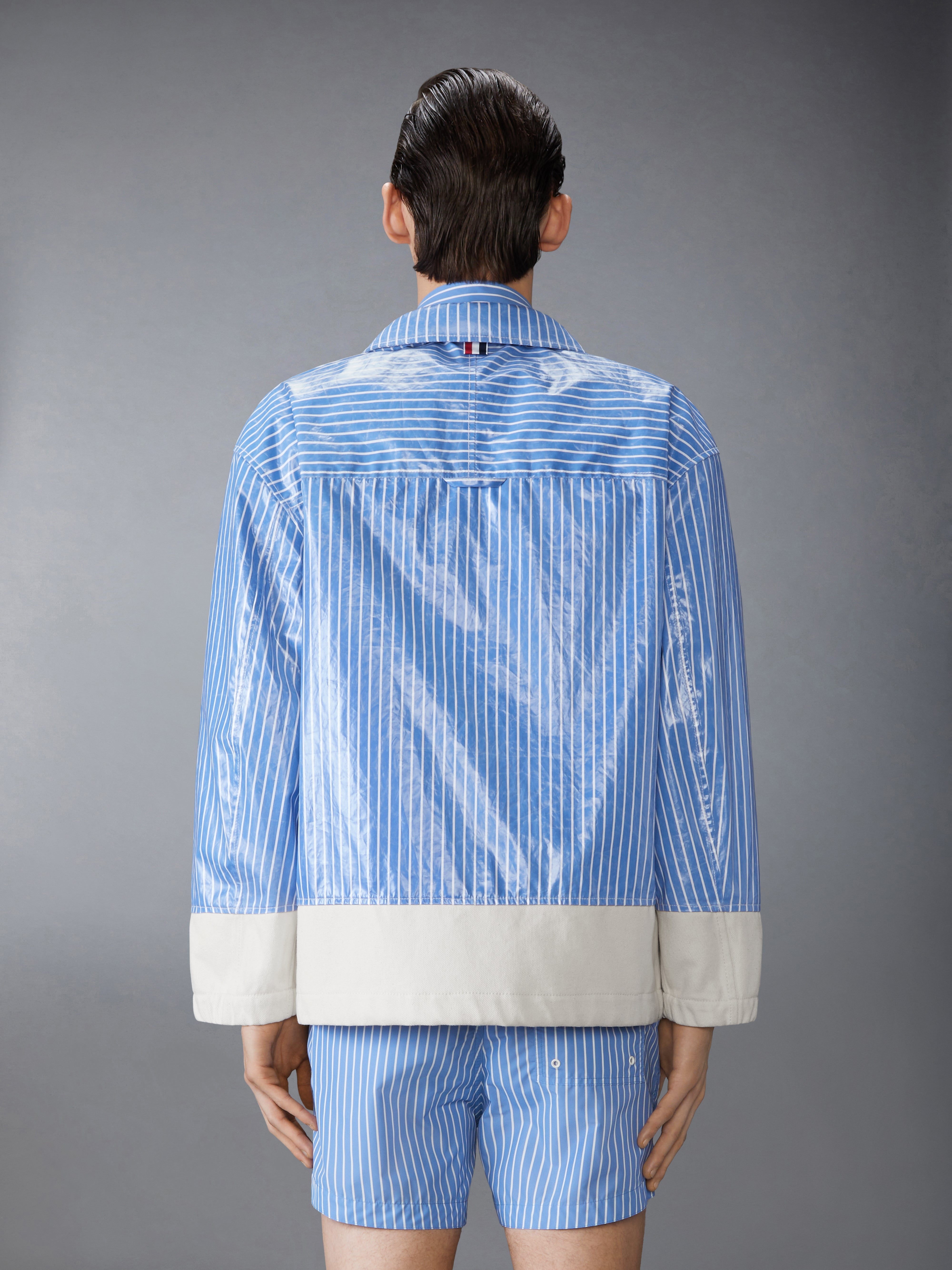LAMINATED PINSTRIPE POPLIN ANORAK - 4
