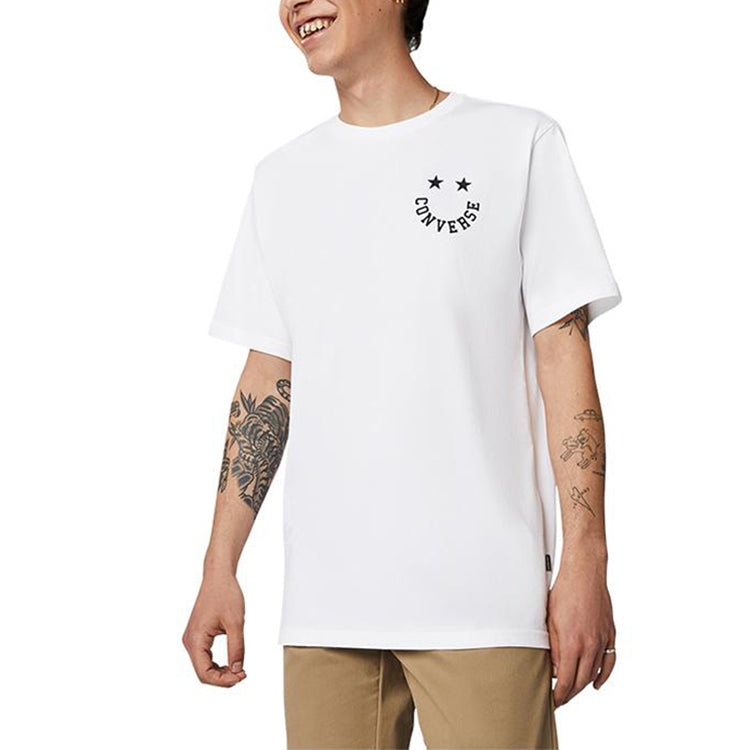 Men's Converse Smiling Face Pattern Sports Short Sleeve White 10018859-102 - 3
