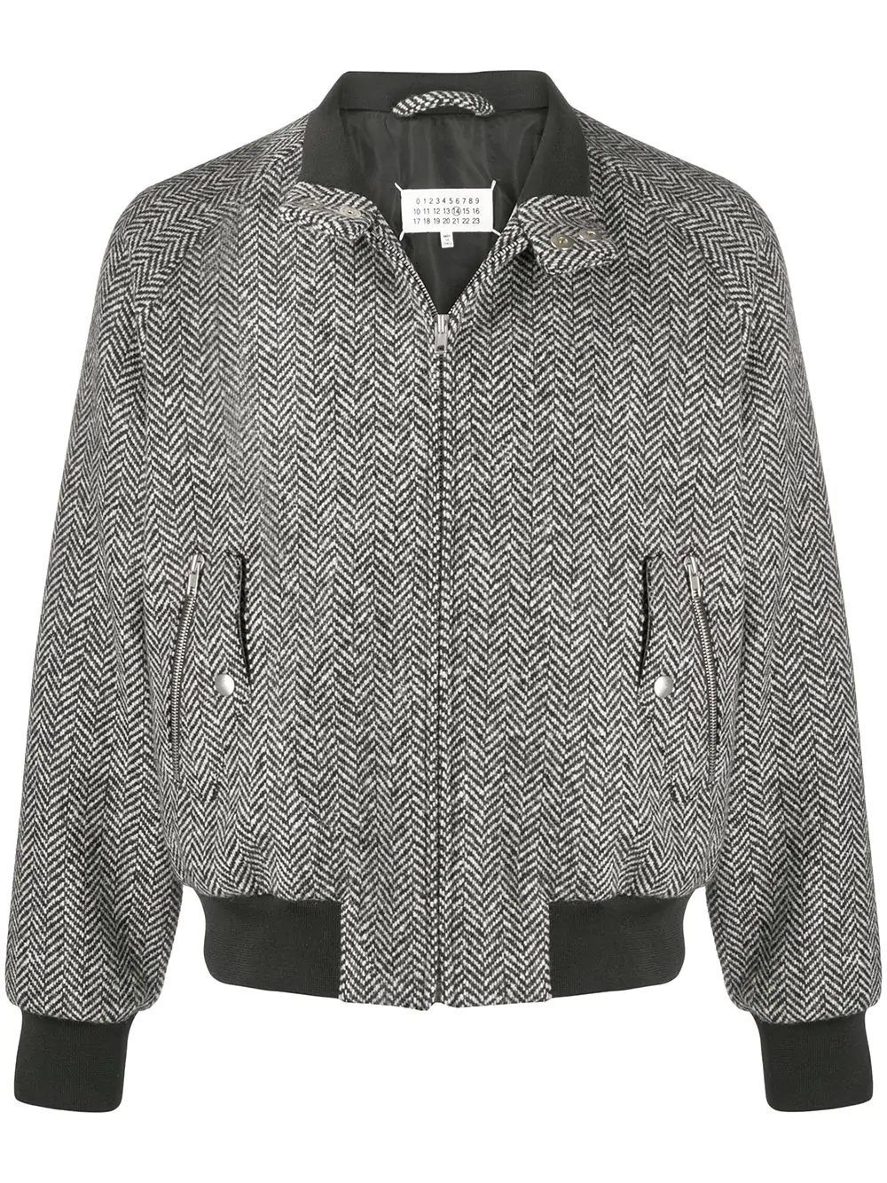 herringbone-check bomber jacket - 1