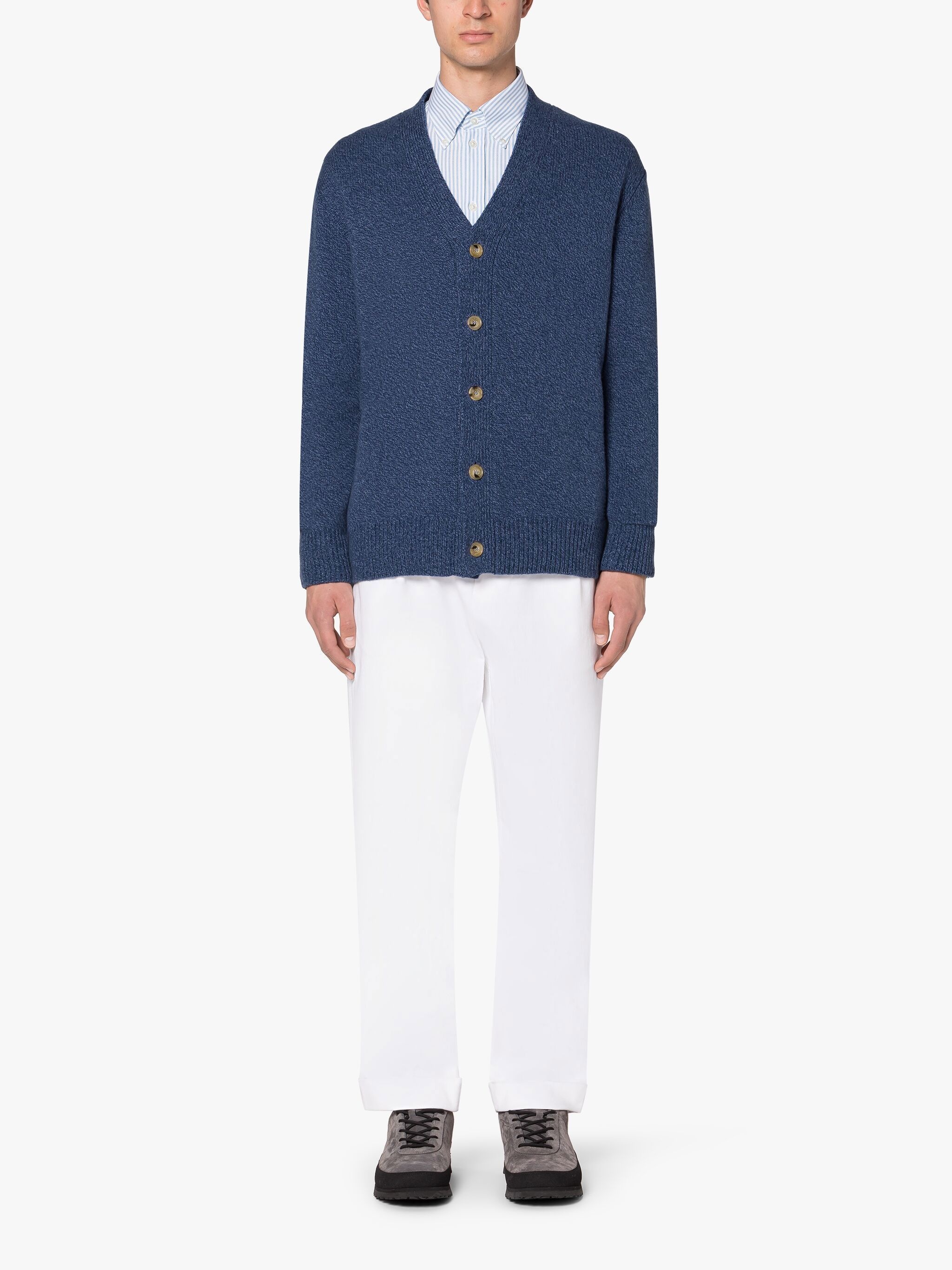 STOCKHOLM DARK BLUE MERINO WOOL & CASHMERE CARDIGAN - 2