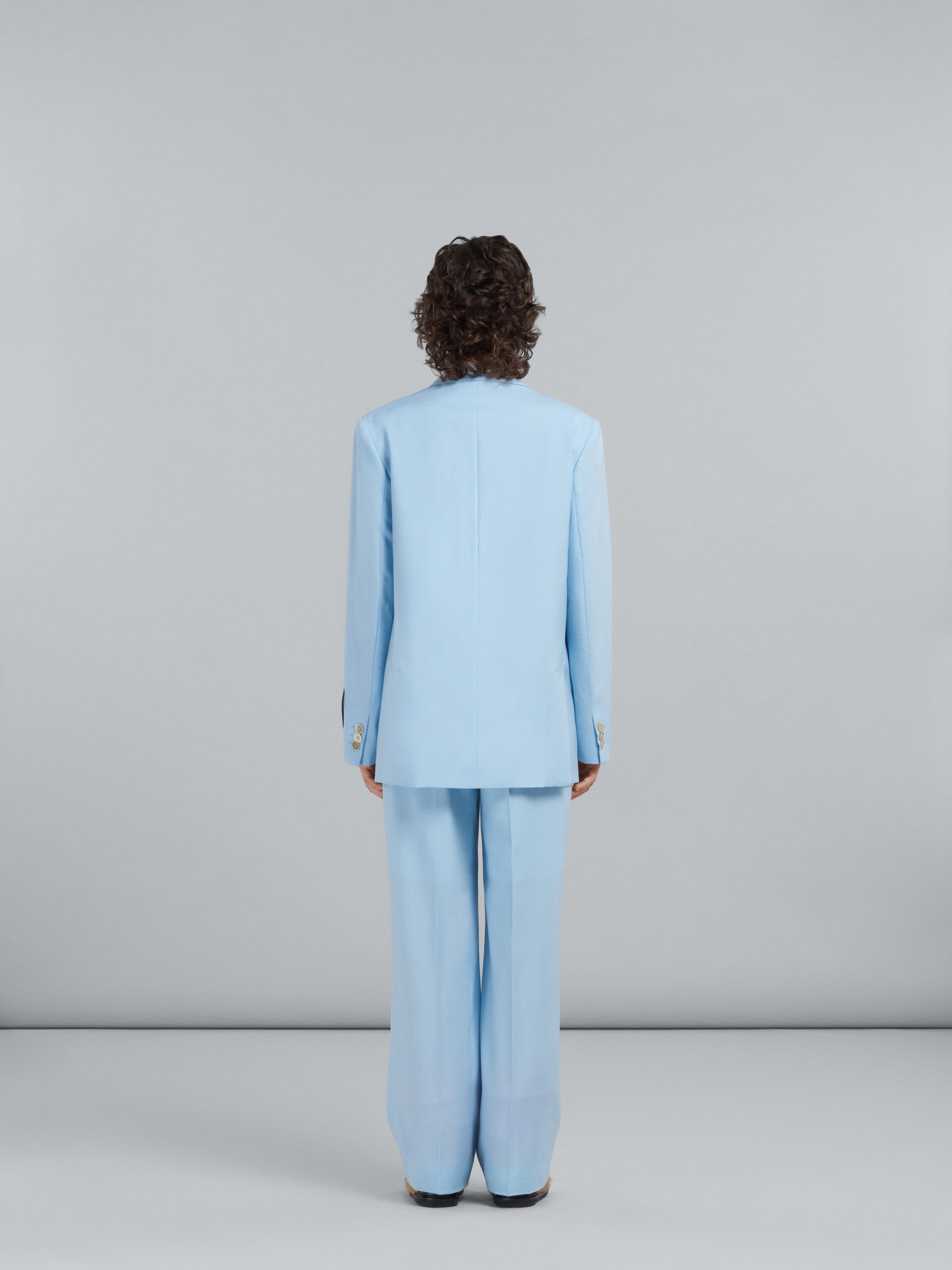 WIDE-LEG TROUSERS IN LIGHT BLUE TROPICAL WOOL - 3