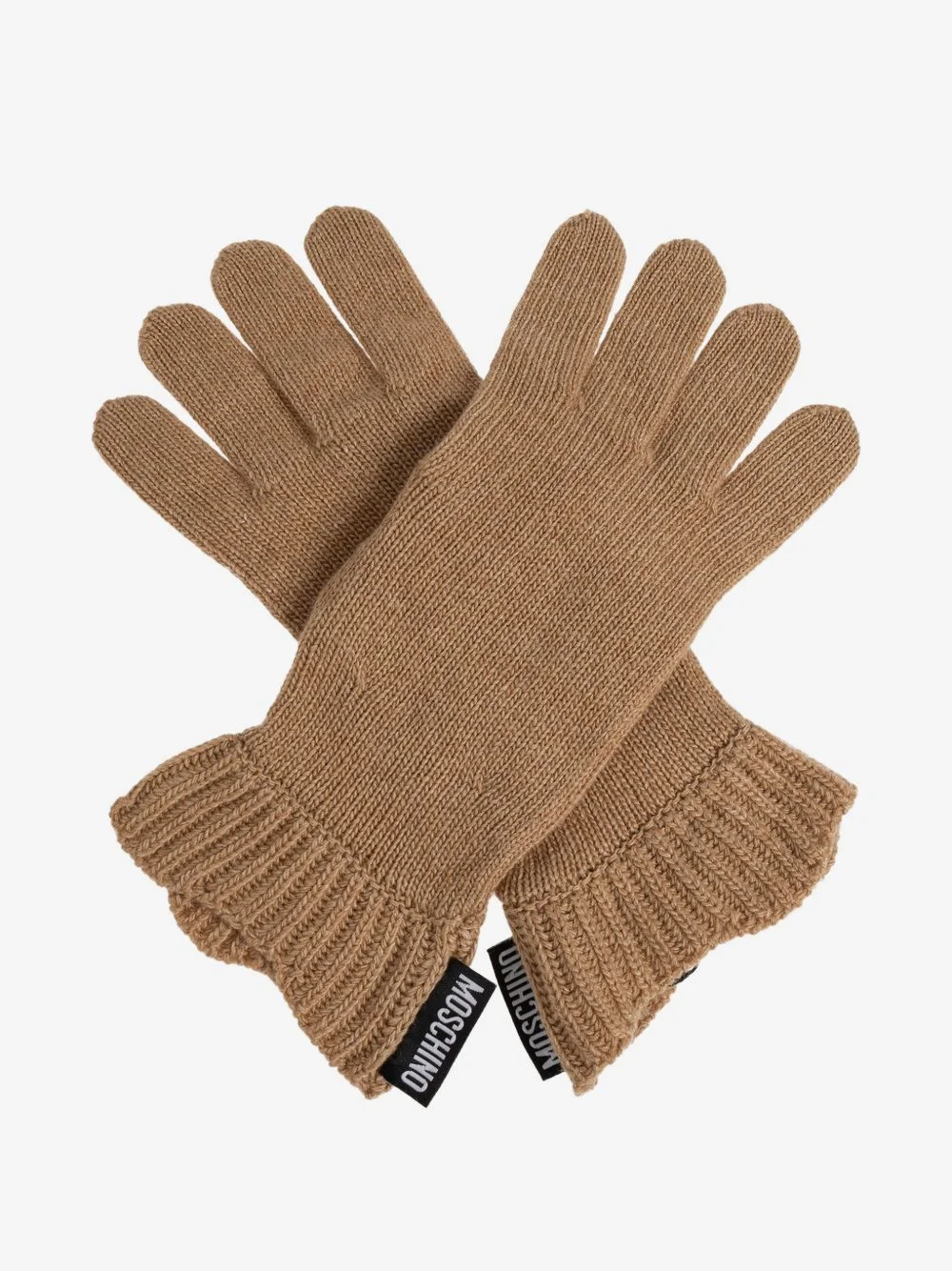 logo-patch knitted gloves - 1