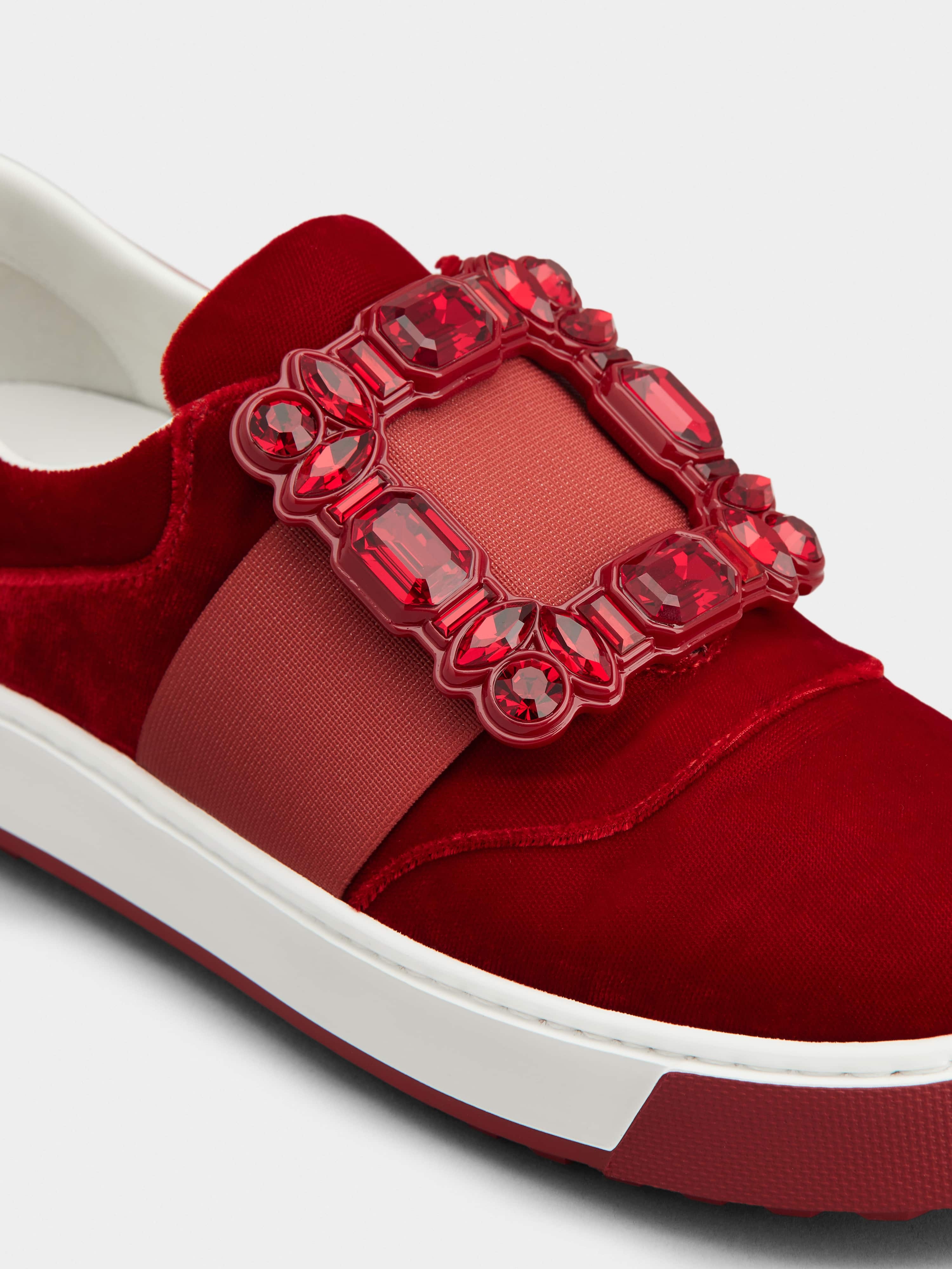 Very Vivier Strass Buckle Sneakers in Velvet - 3