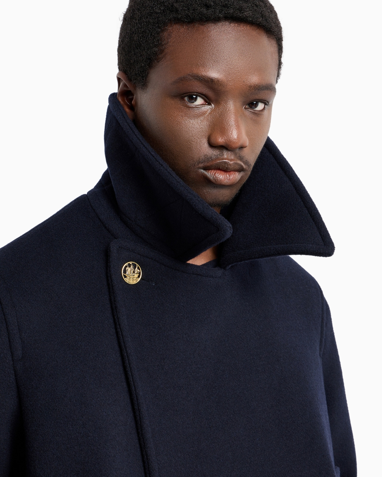 Double-breasted, wool cloth coat with gold buttons - 5