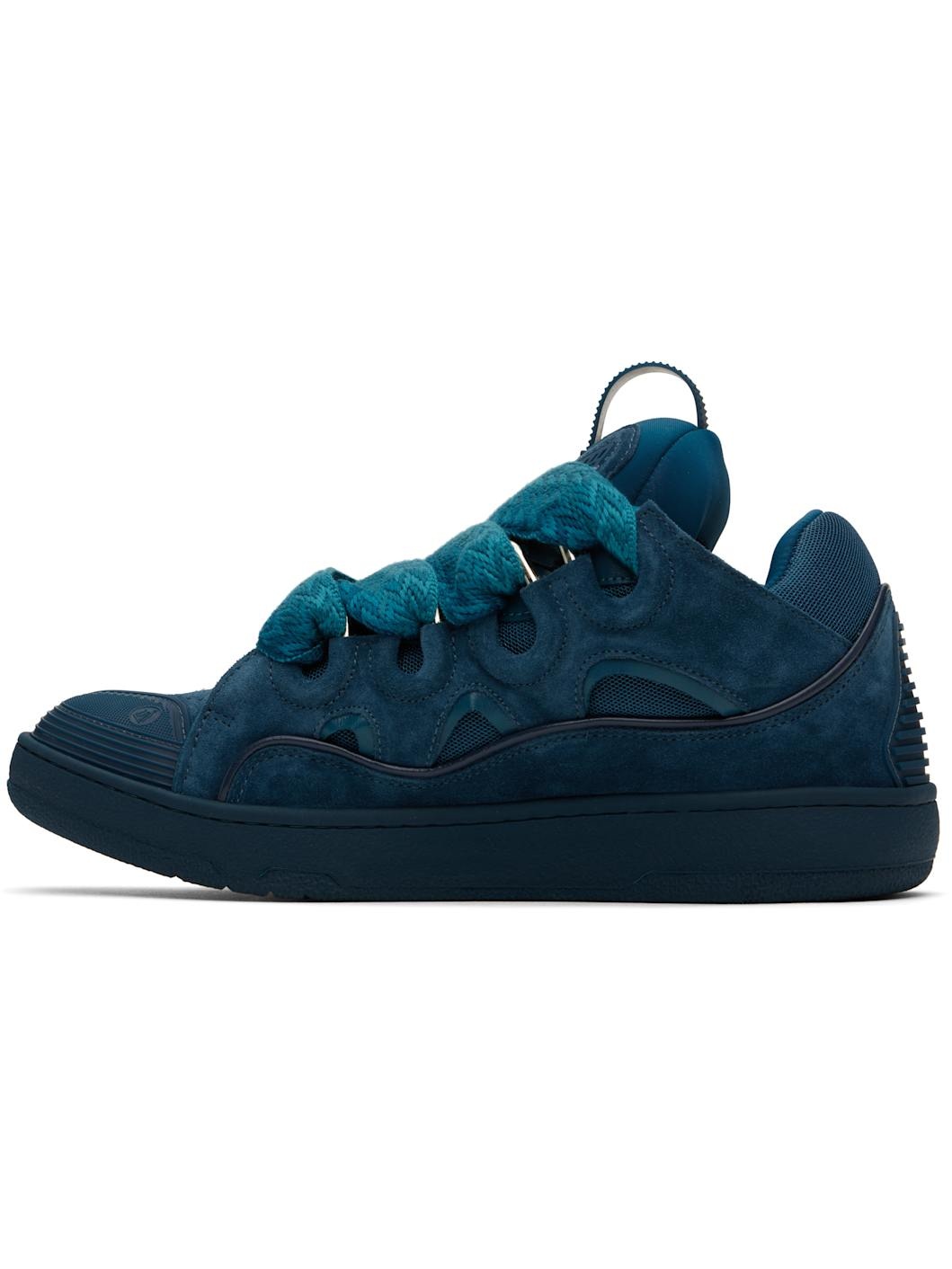Blue Curb Leather Sneakers - 3