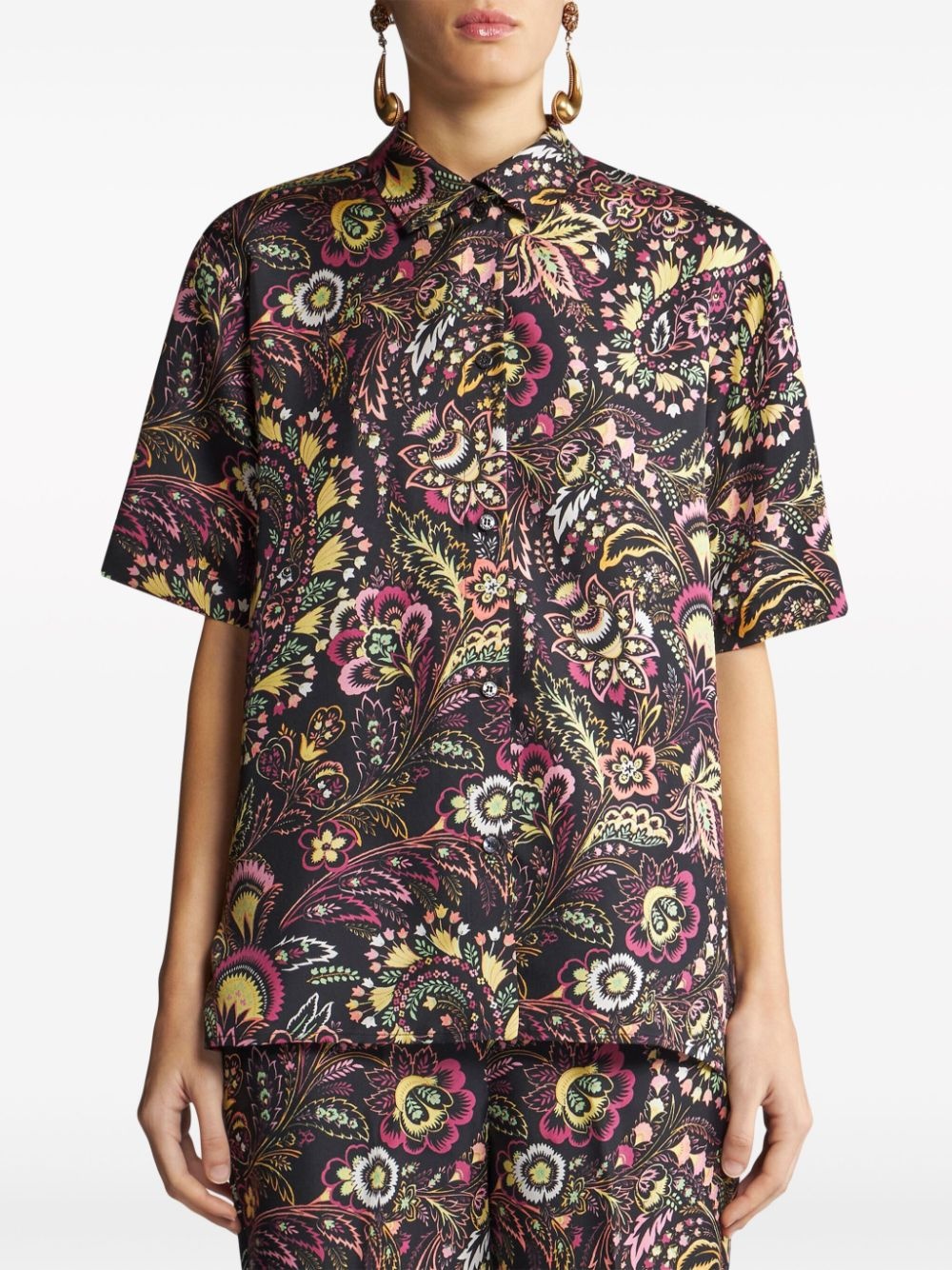 twill-print short-sleeved shirt - 3