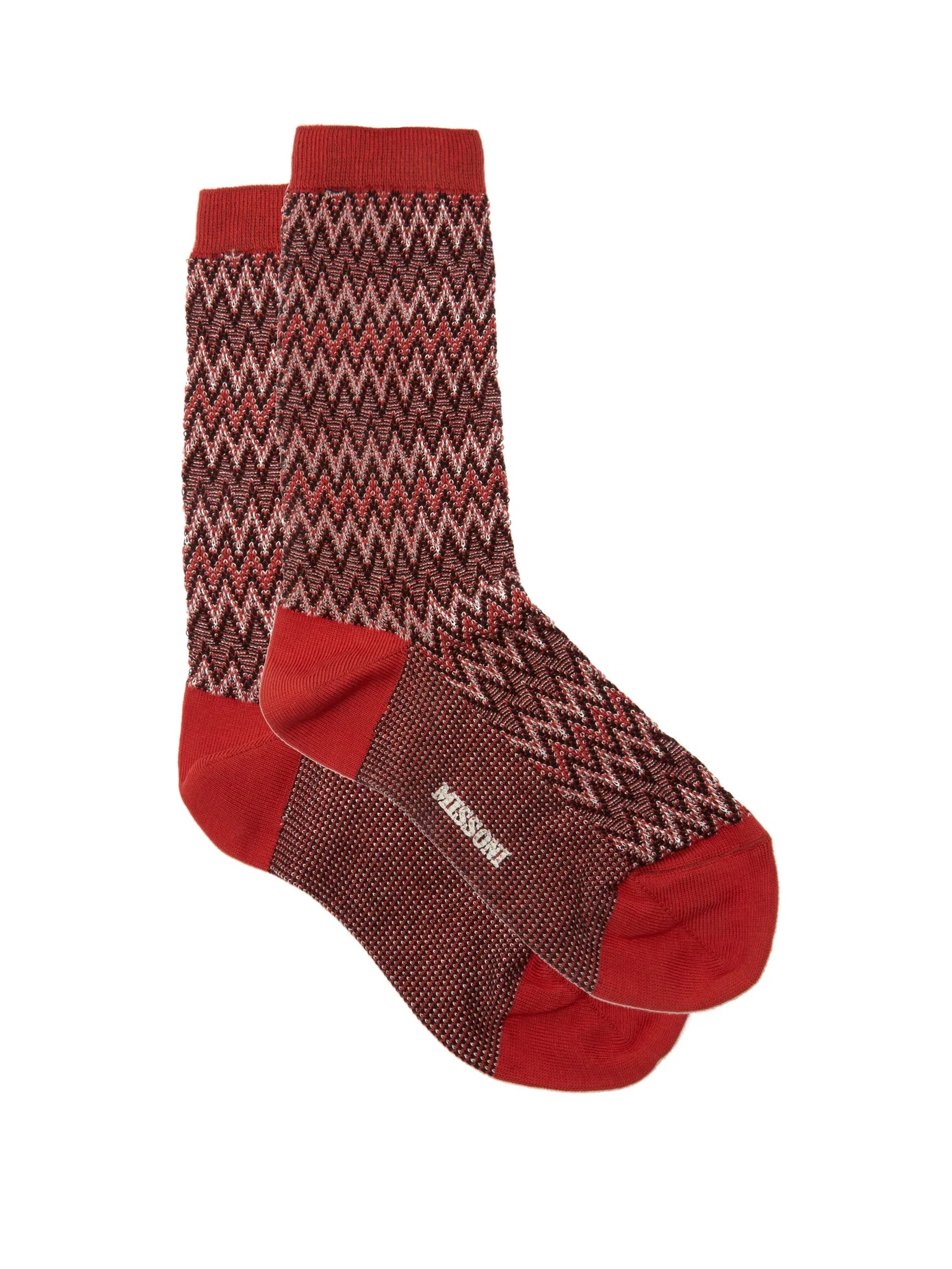 Space-dyed zigzag-striped cotton-blend socks - 1