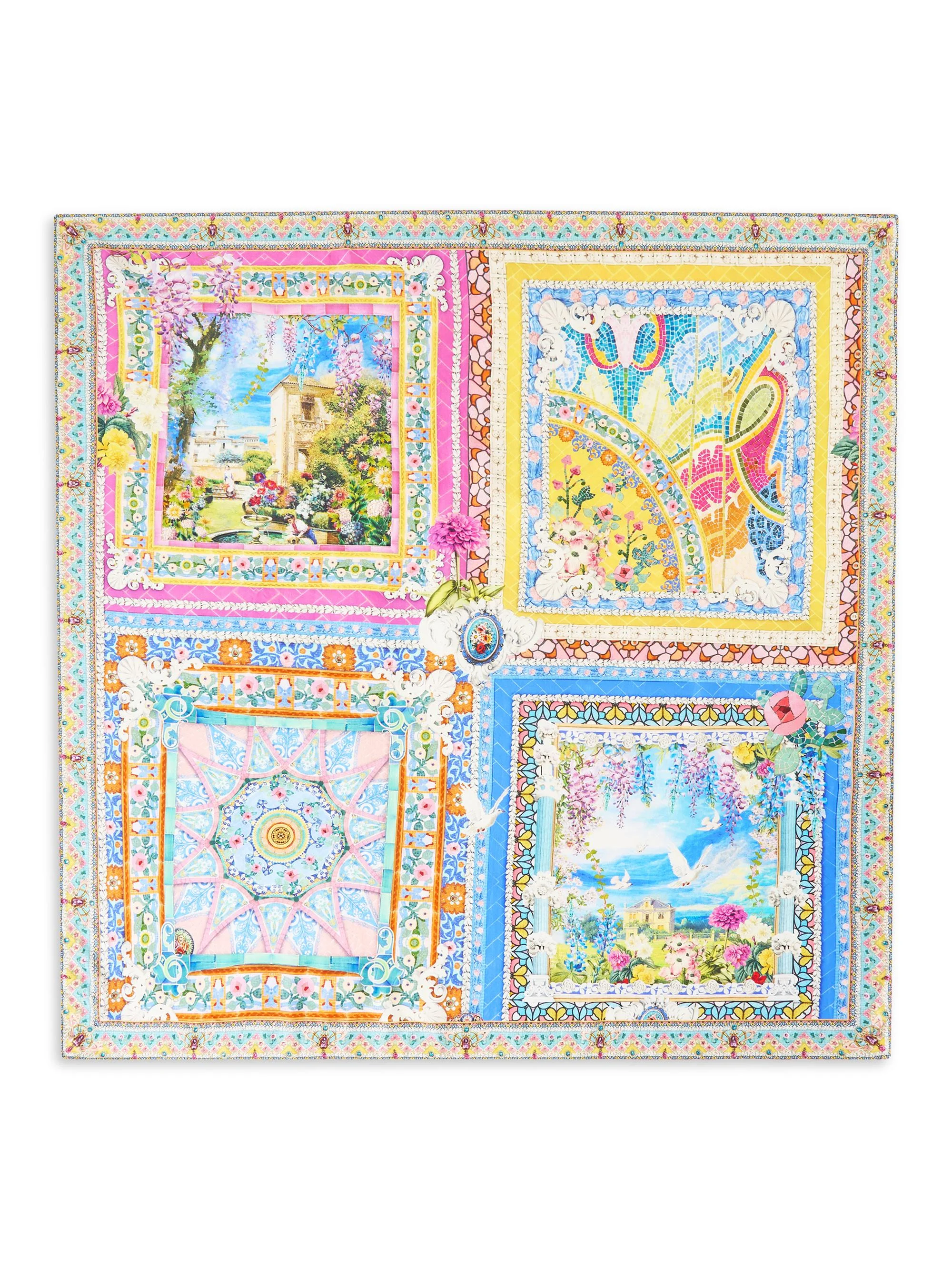 Women's Large Embellished Silk Square Scarf - Navas Nouveau - 1