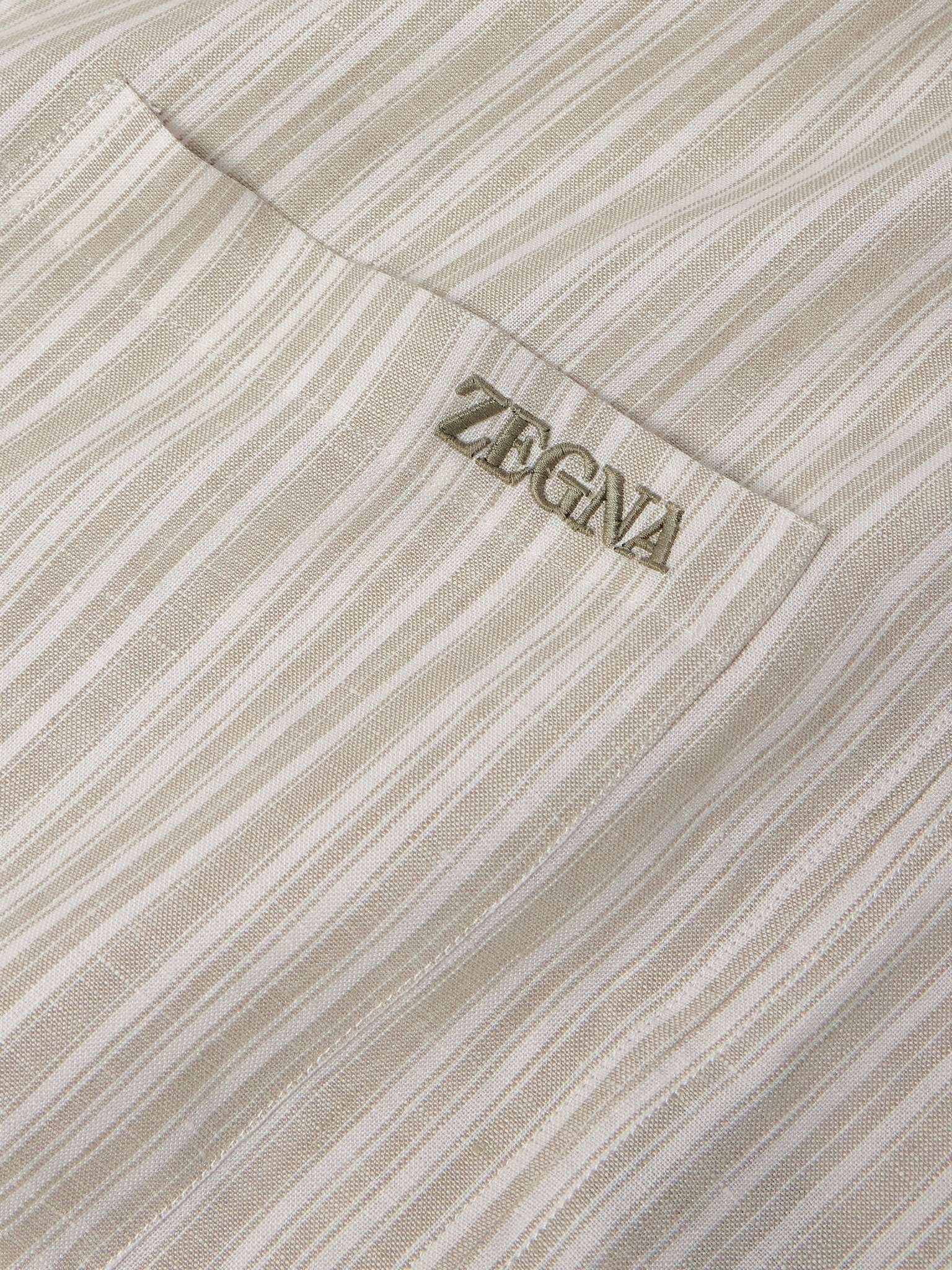 Logo-Embroidered Striped Linen Pyjama Set - 4