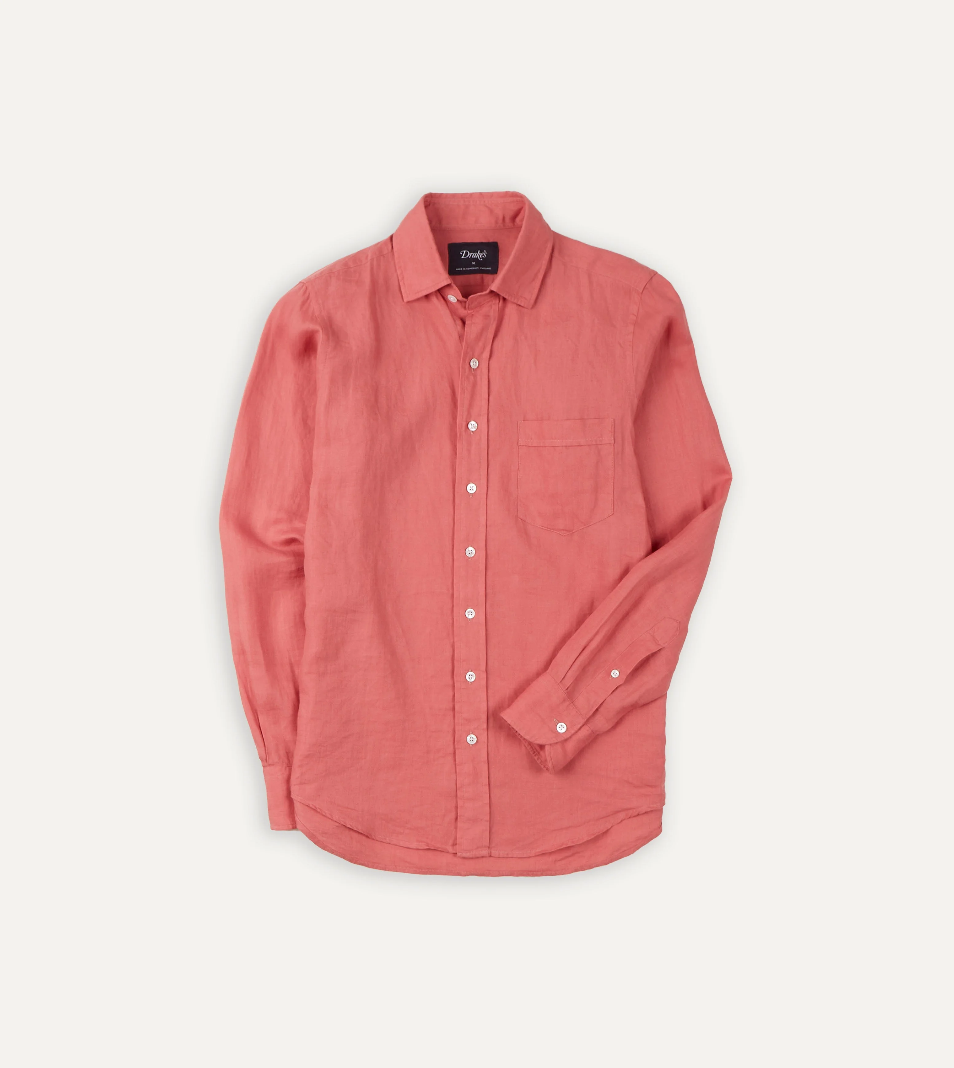 Pink Linen Spread Collar Shirt - 1