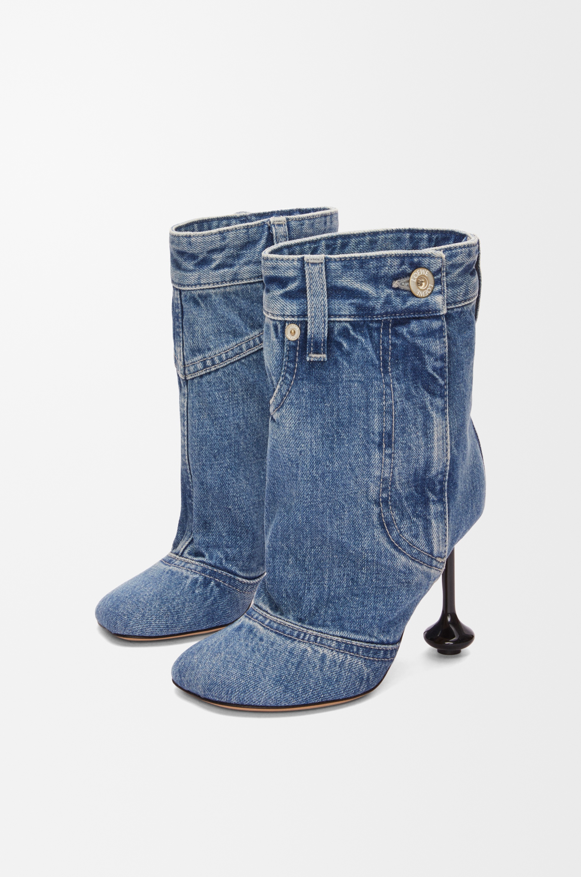 Toy ankle bootie in washed denim - 3