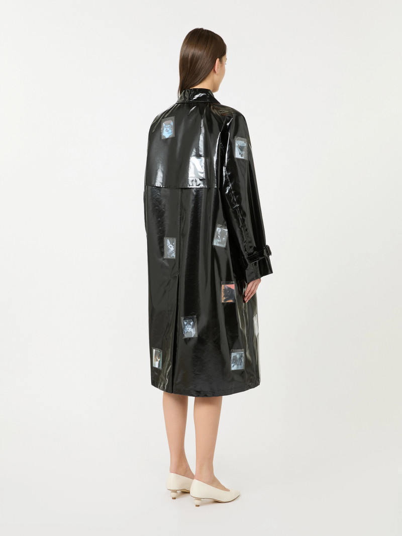 WKSOPERA Vinyl-effect gabardine midi trench coat - BLACK 4