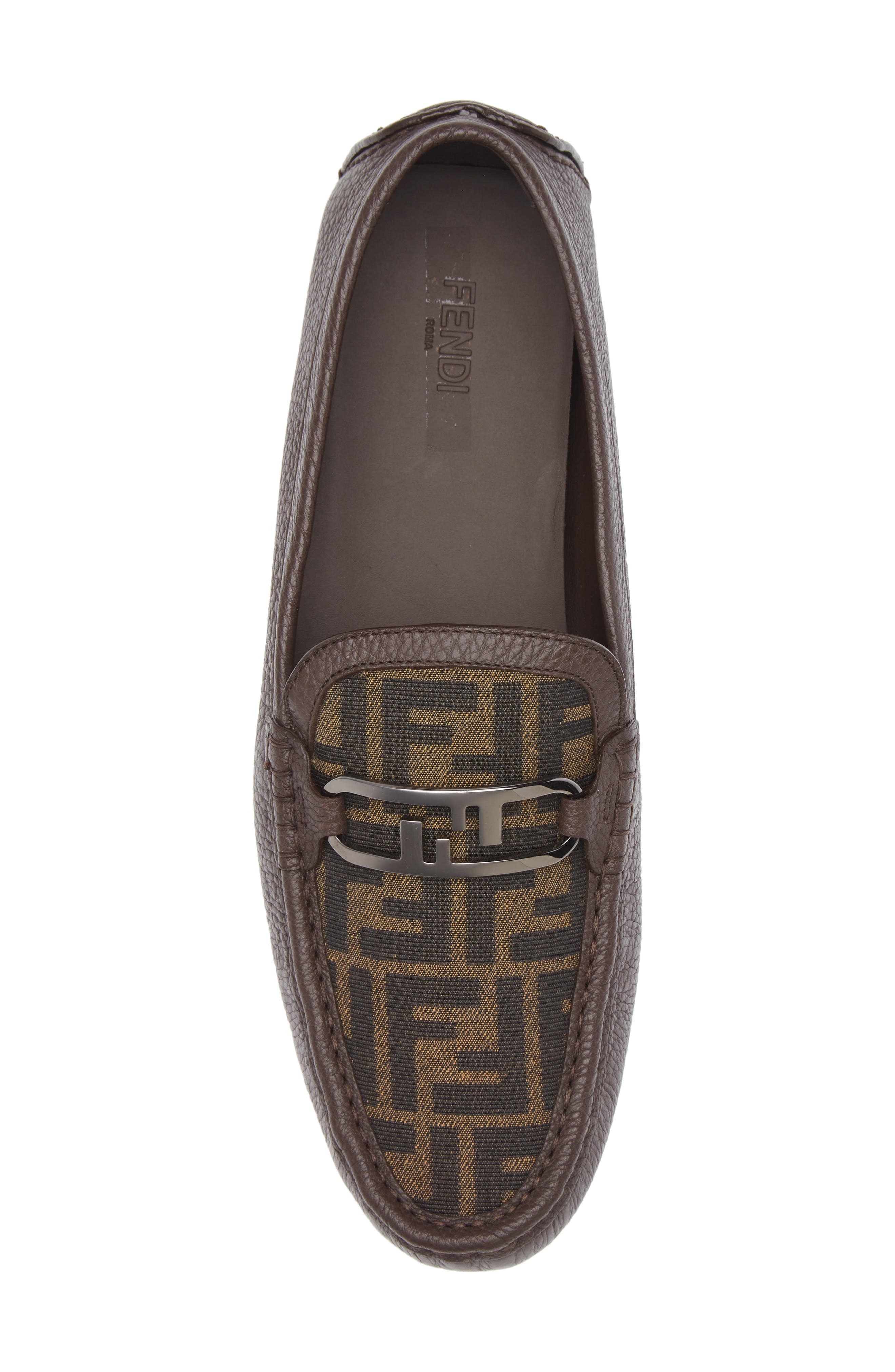 Fendi O'Lock Mixed Media Driving Loafer in Tabacco Nero/dark Brown at Nordstrom - 5