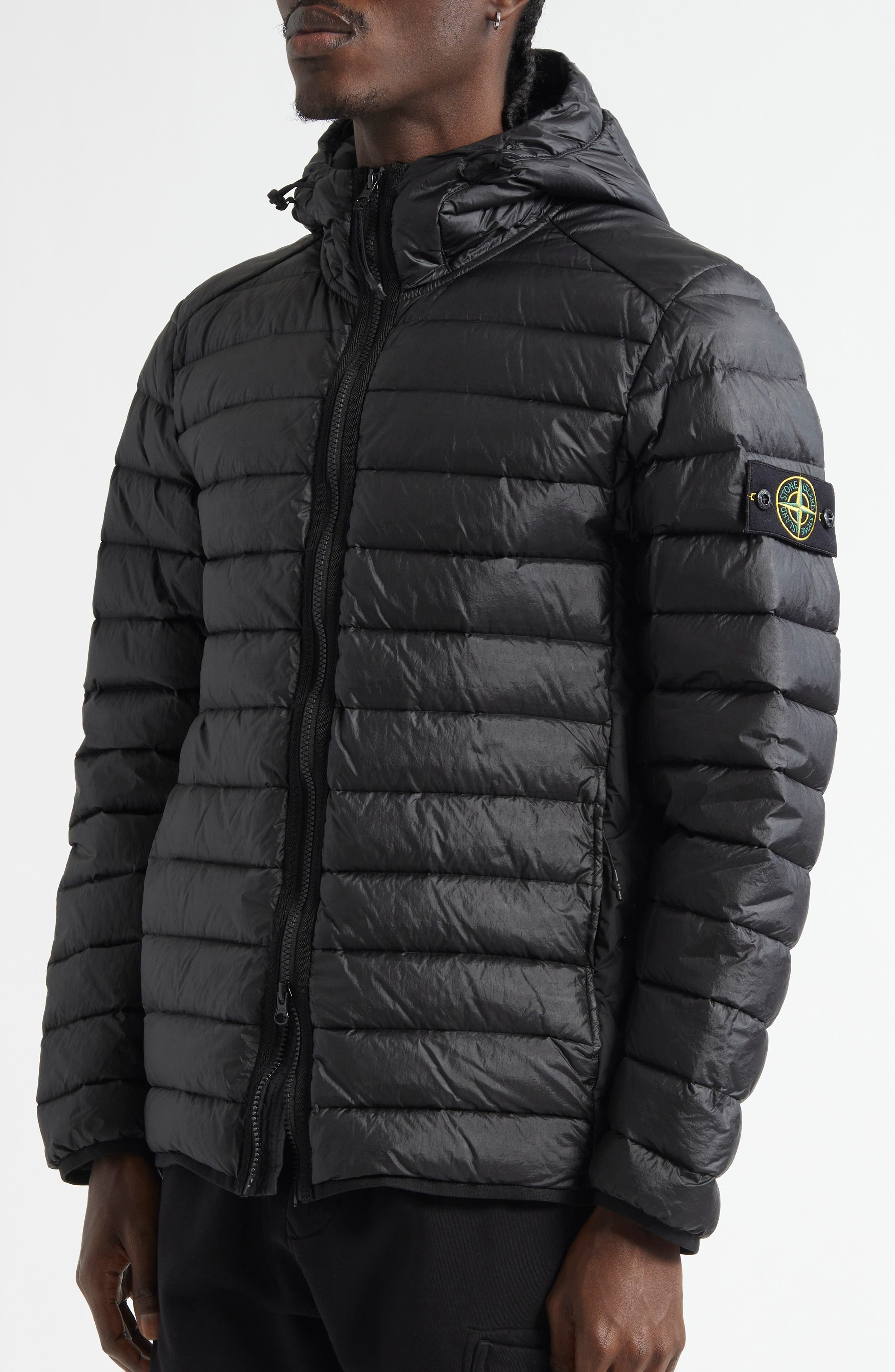 Stone Island Hooded Down Puffer Jacket in Black at Nordstrom - 4