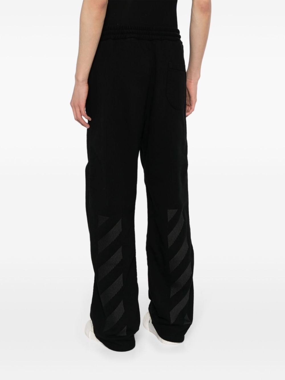 Diag-stripe embroidered track pants - 4