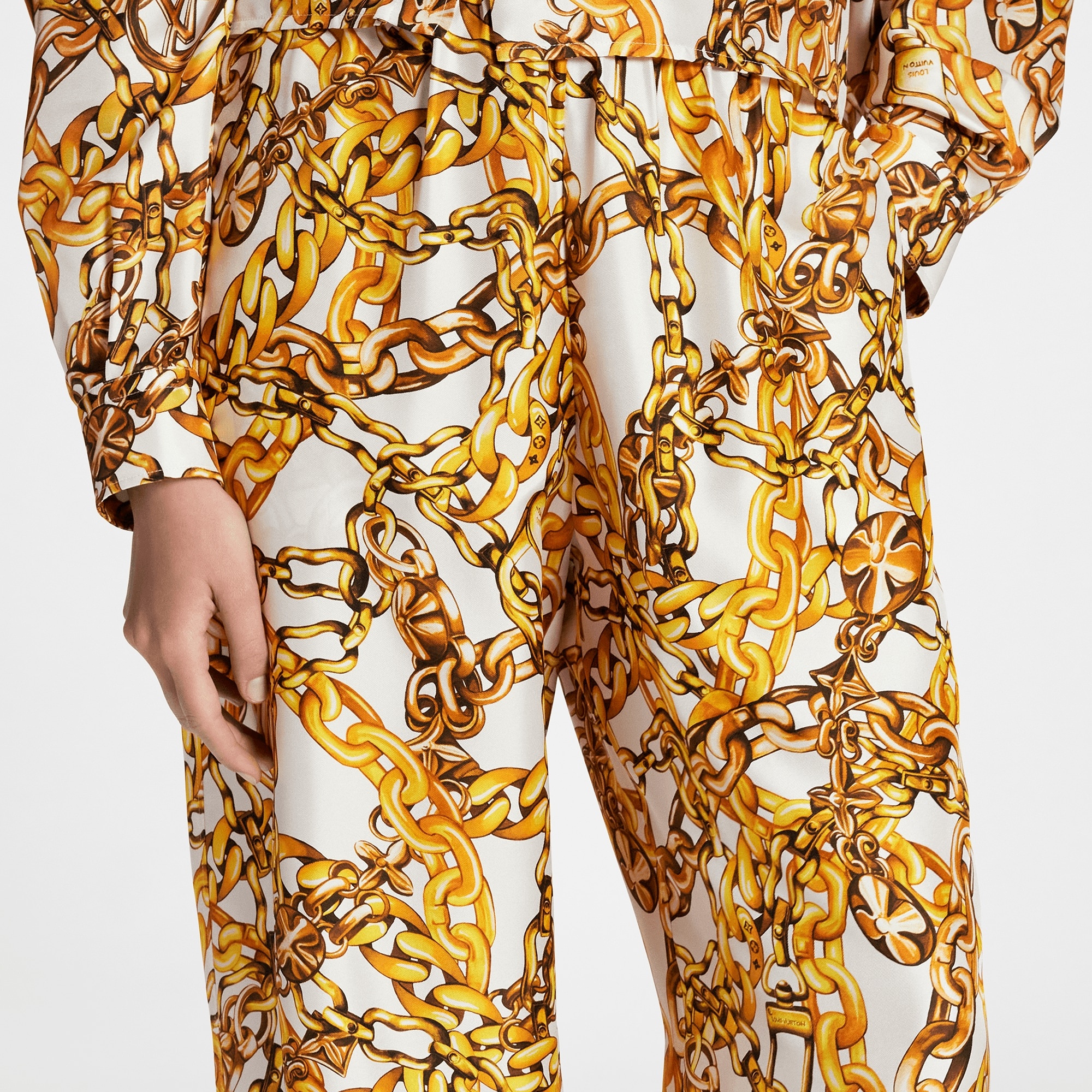 Chain Print Wide-Leg Pajama Pants - 4