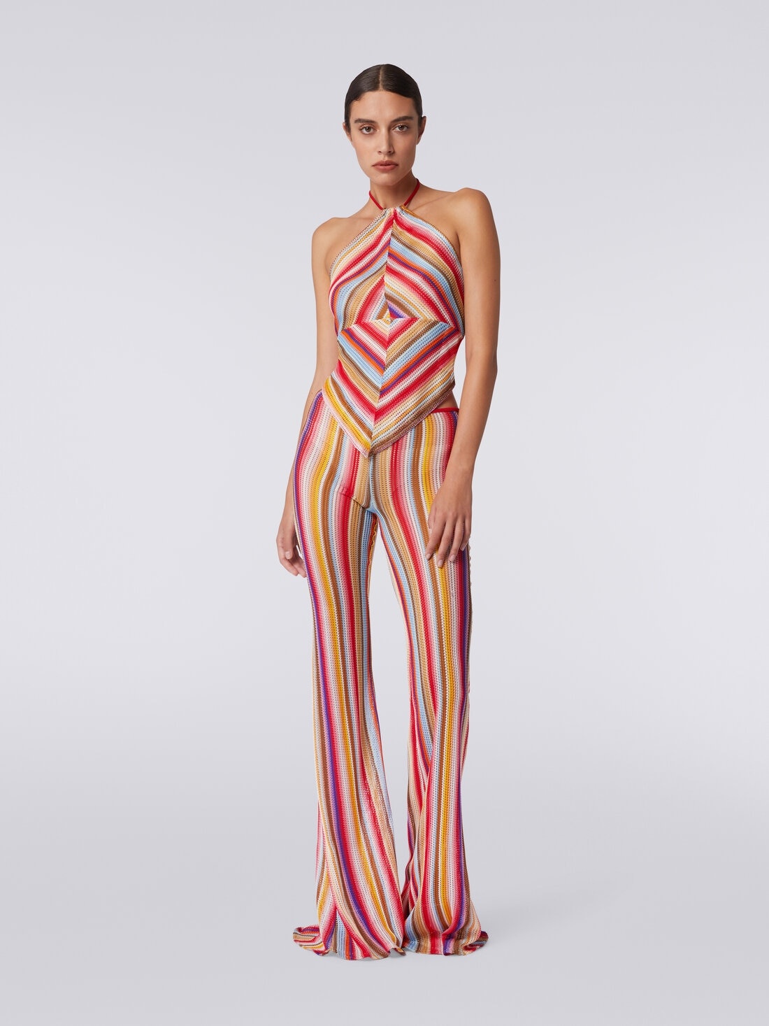 Flared trousers in striped crochet - 2