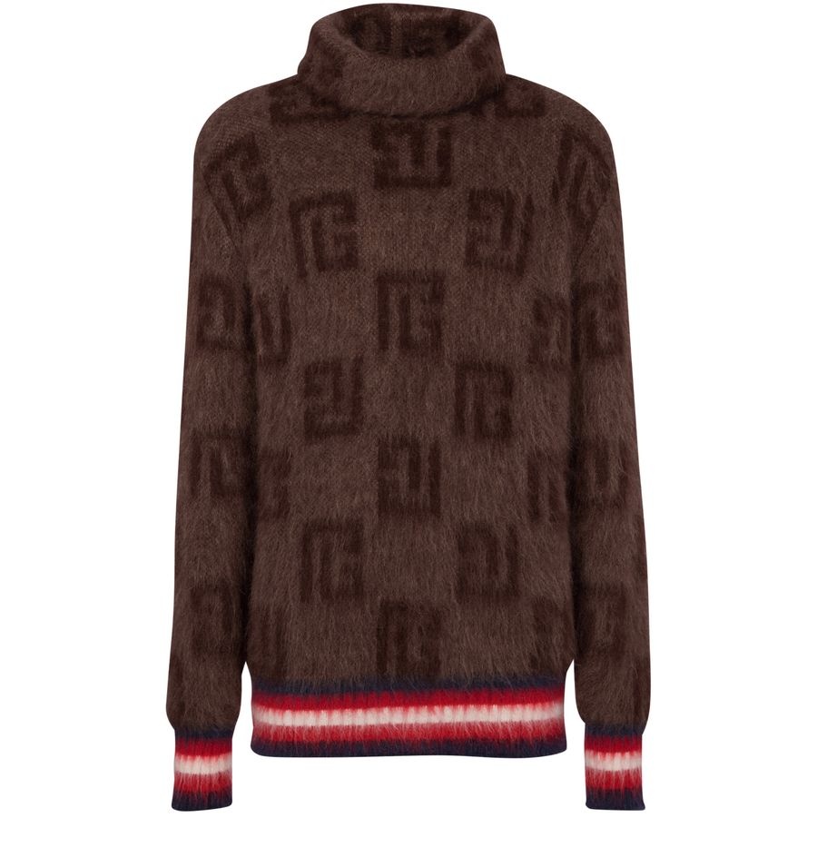 Sweater in brushed mohair with monogram print - 1