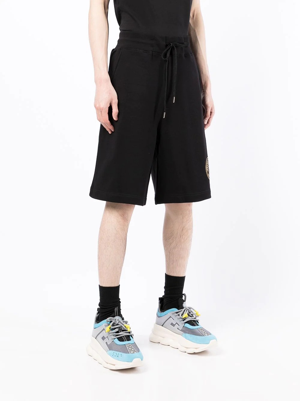 logo-print cotton track shorts - 3