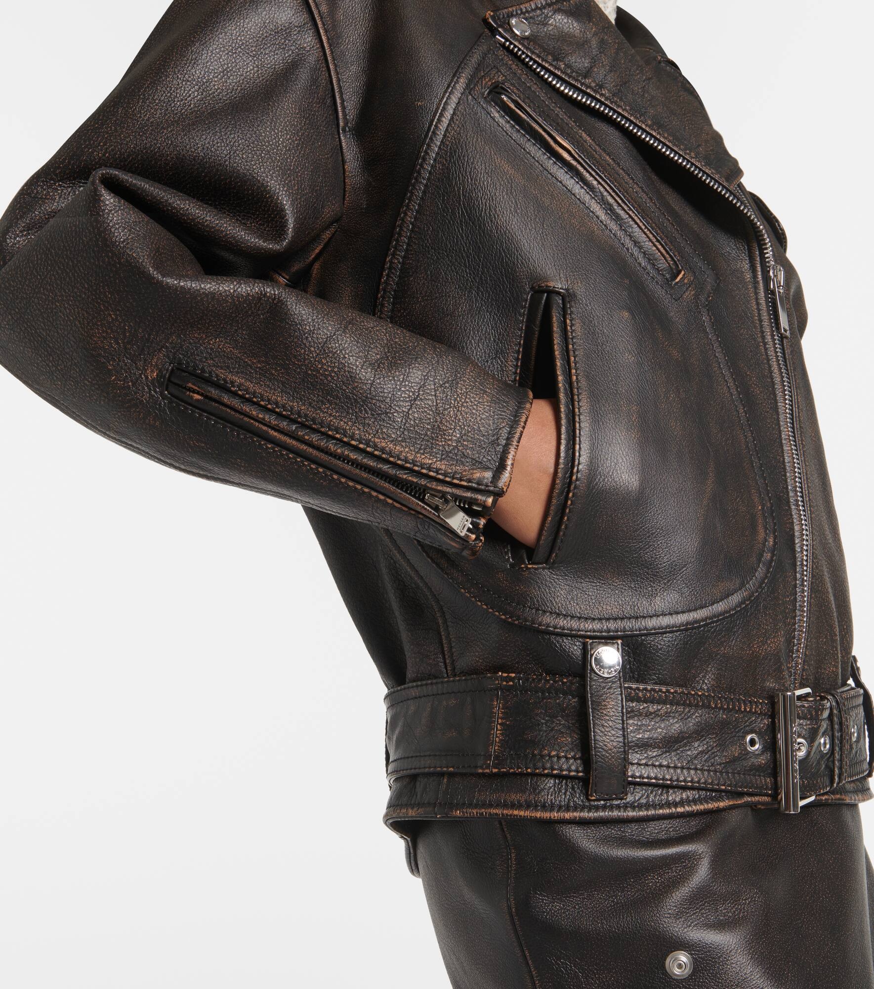 Leather biker jacket - 5
