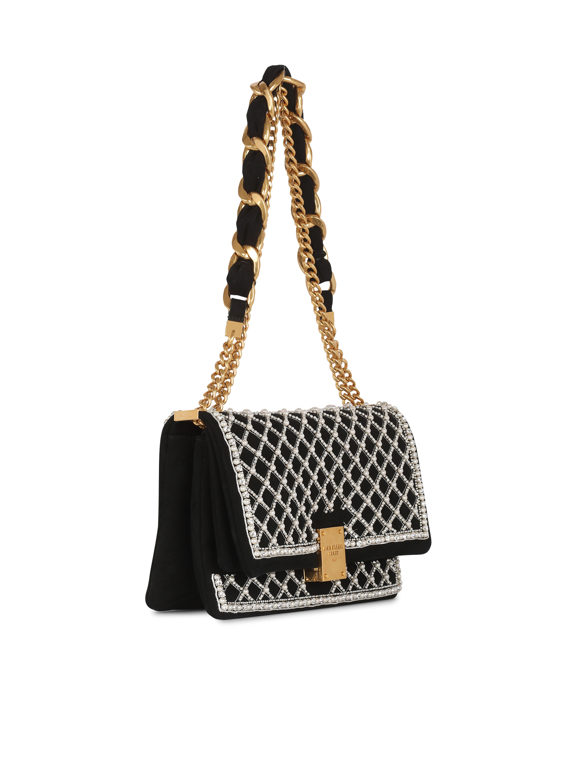 Suede and embroidered pearl 1945 Soft bag - 3