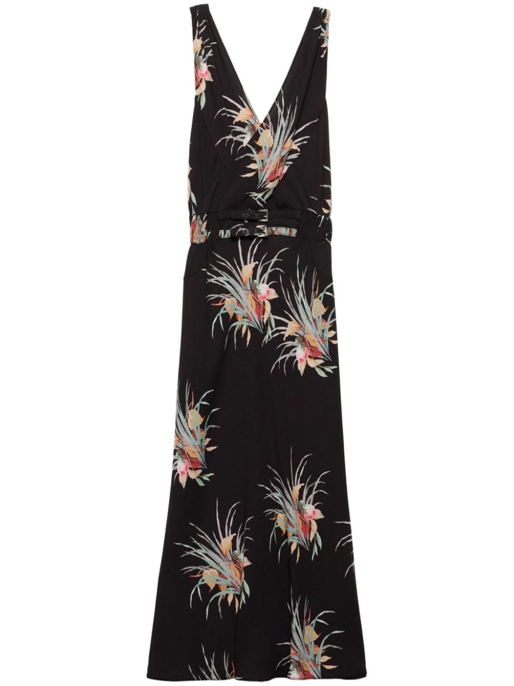 floral-jacquard midi dress - 1