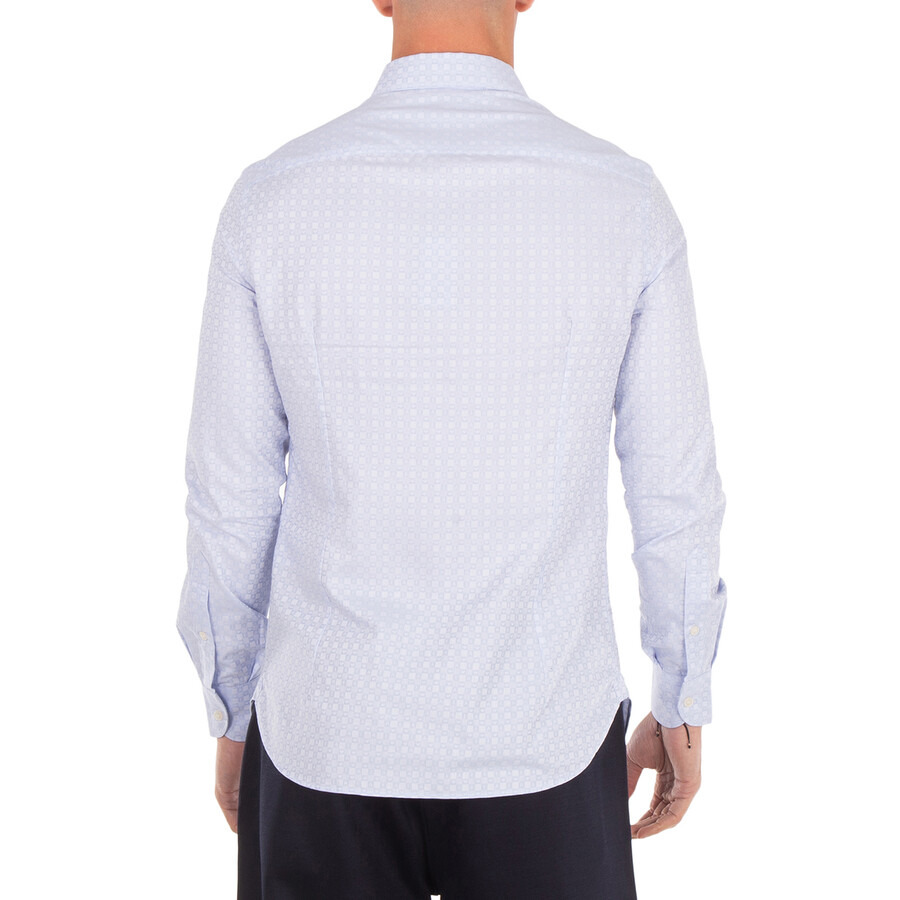 Emporio Armani All-Over Jacquard Logo Pattern Cotton Shirt - 3