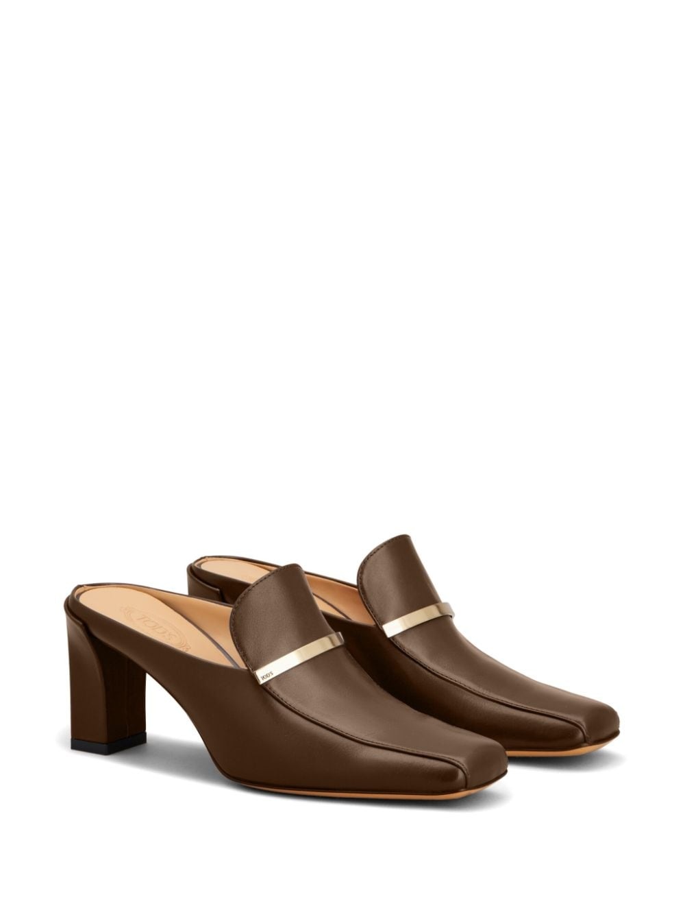 logo-plaque leather mules - 2