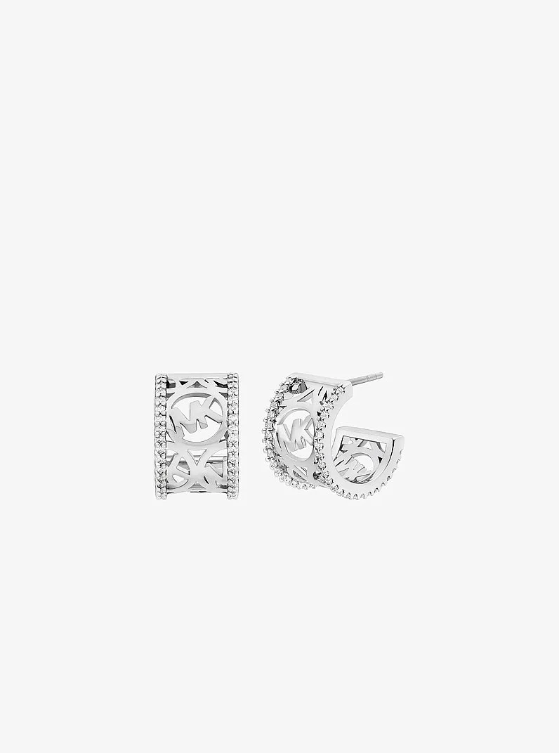 Pavé Logo Huggie Earrings - 1