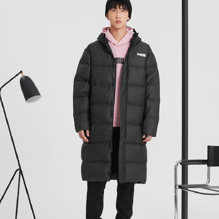 PUMA Long Oversized Down Coat 'Black White' 587721-01 - 5