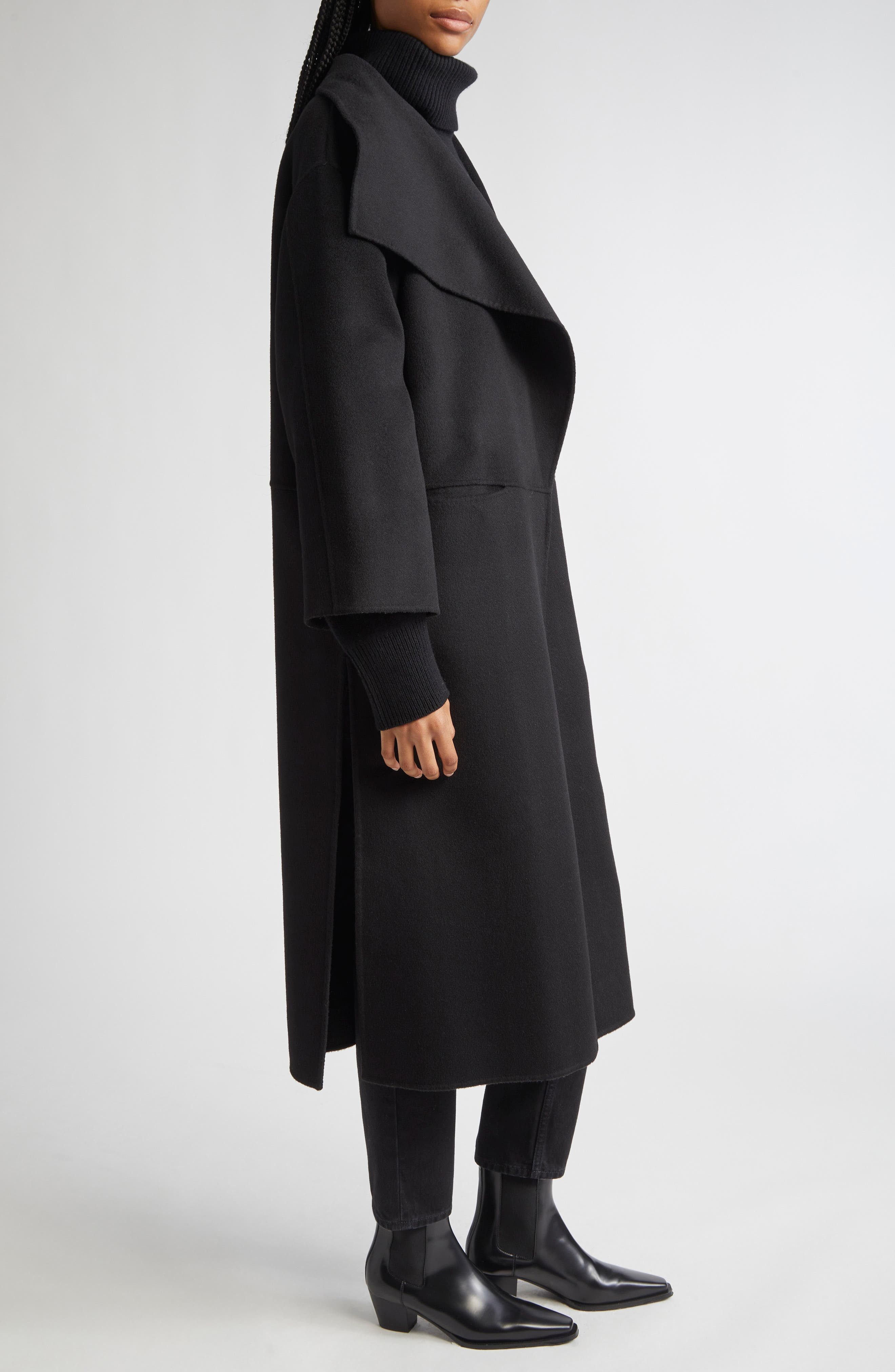TOTEME Annecy Open Front Wool & Cashmere Coat in Black at Nordstrom - 4