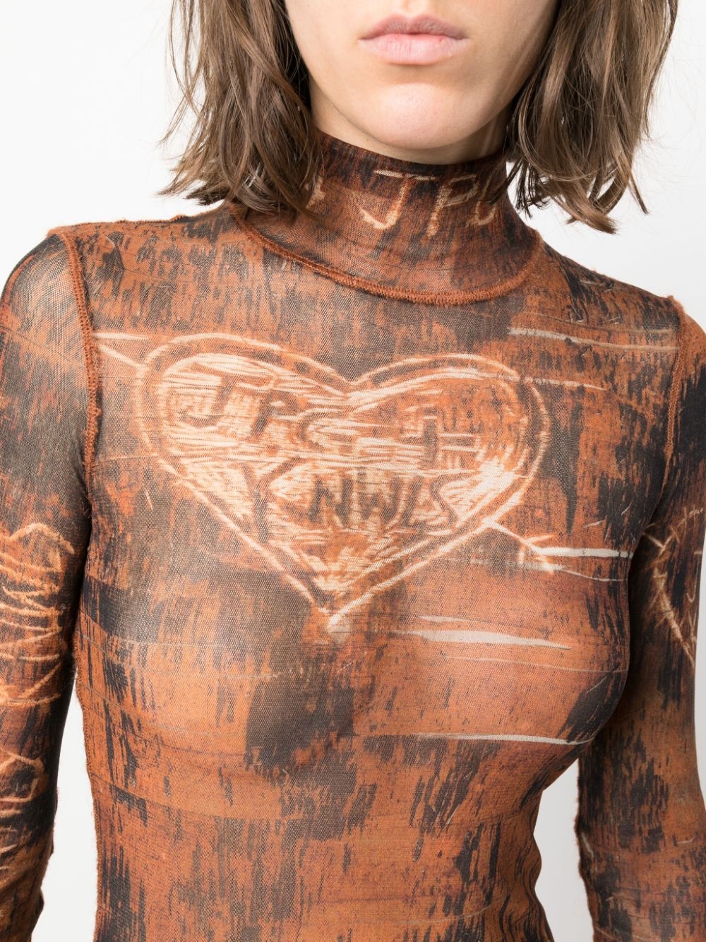 x KNWLS graphic-print sheer top - 5